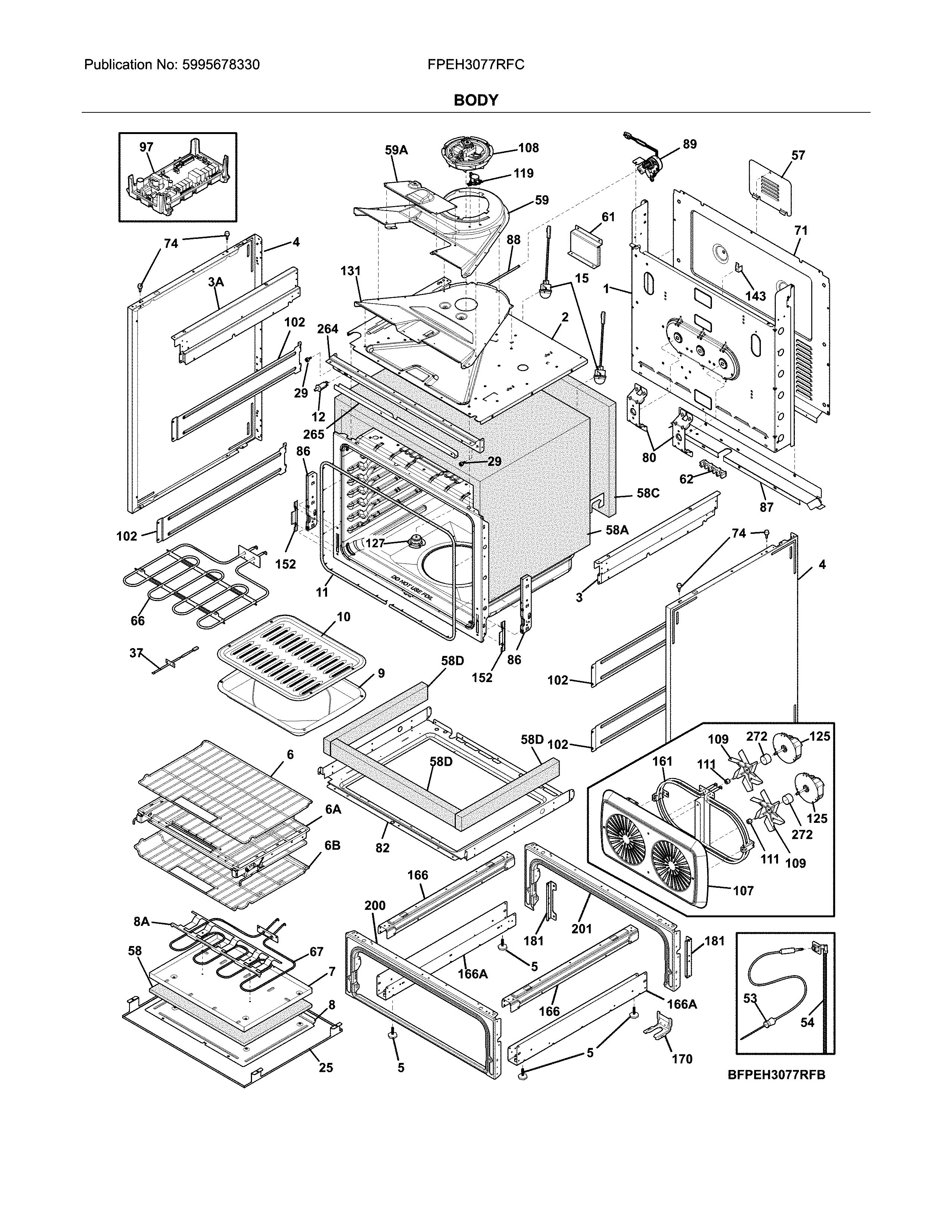 Frigidaire FPEH3077RFC body diagram