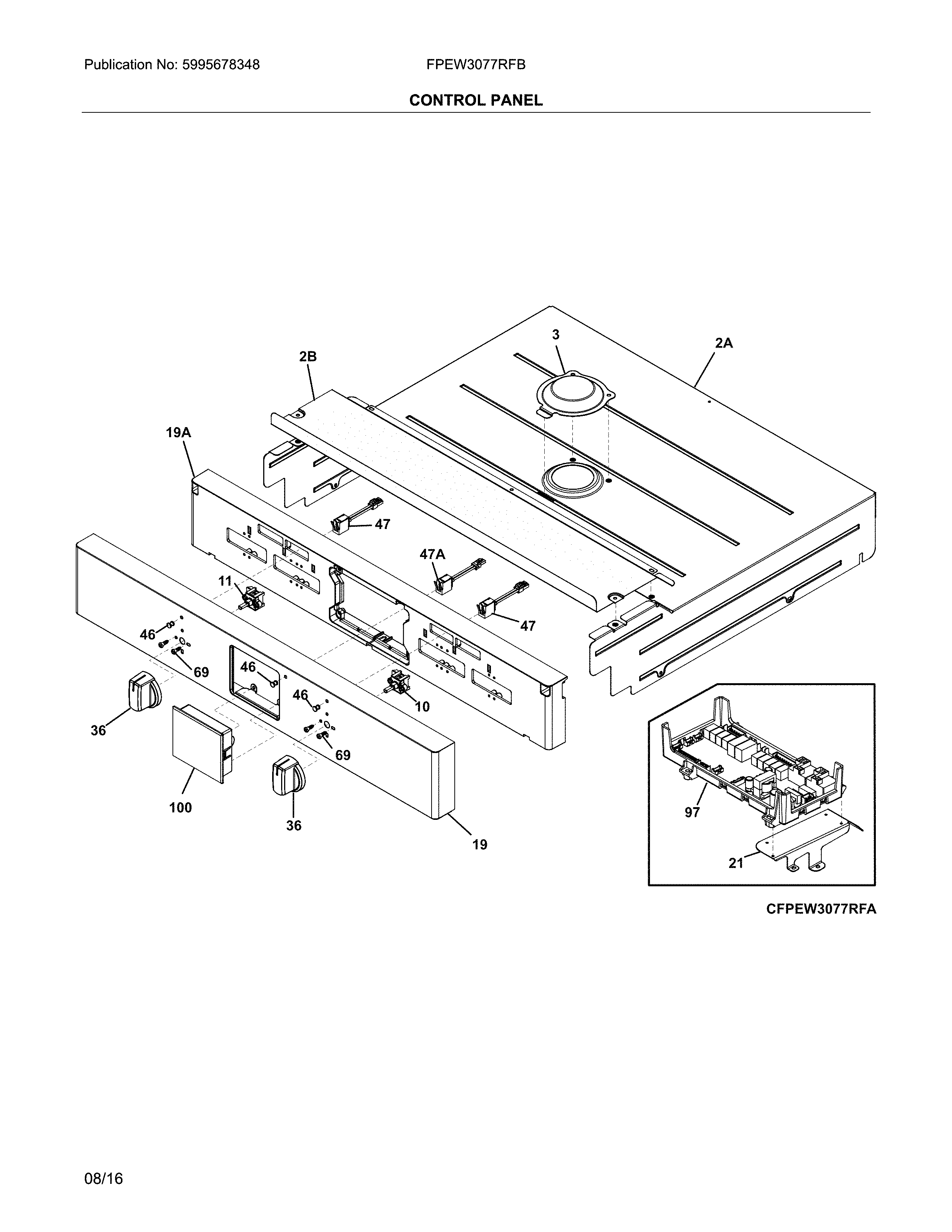 Frigidaire FPEW3077RFB contrrol panel diagram