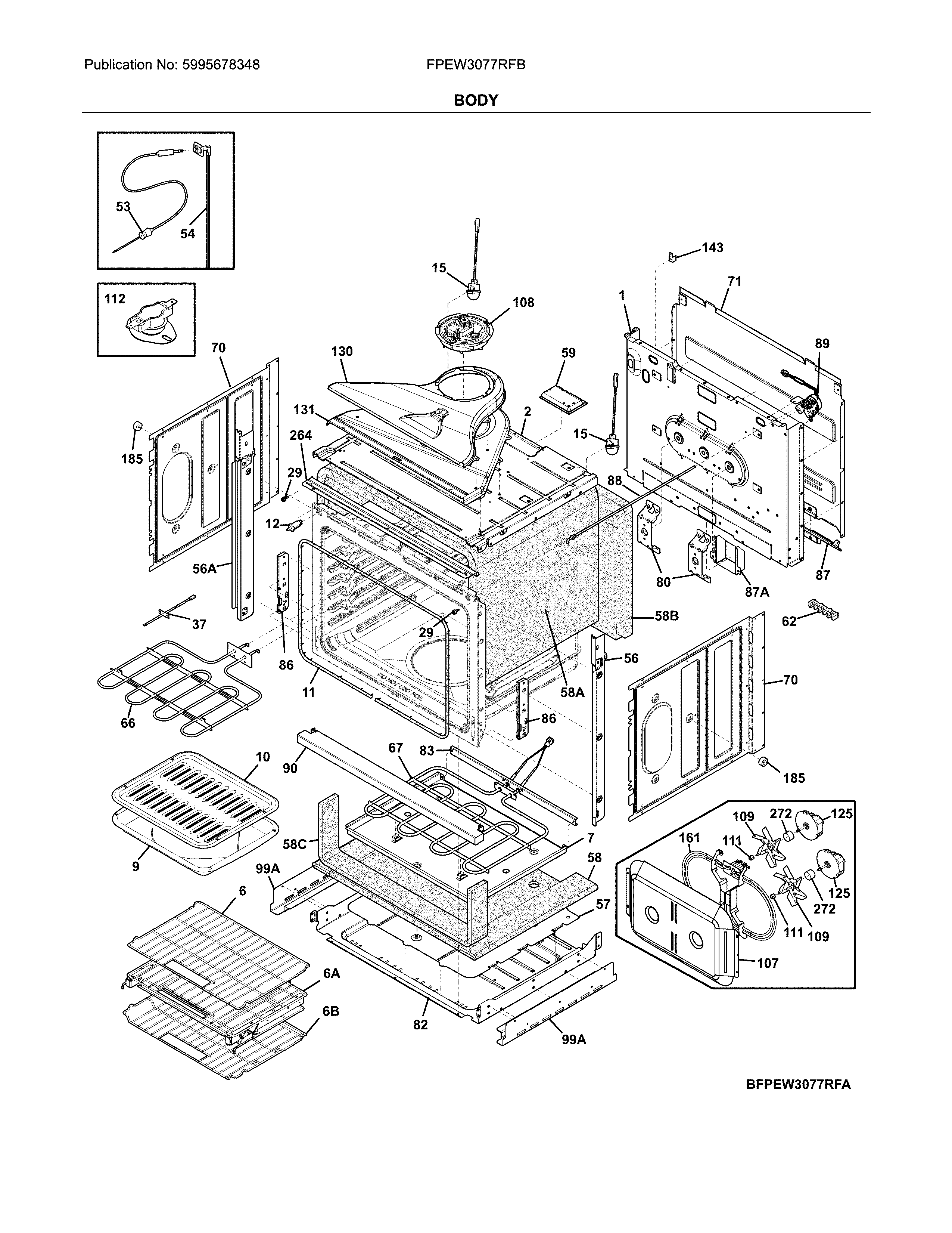Frigidaire FPEW3077RFB body diagram