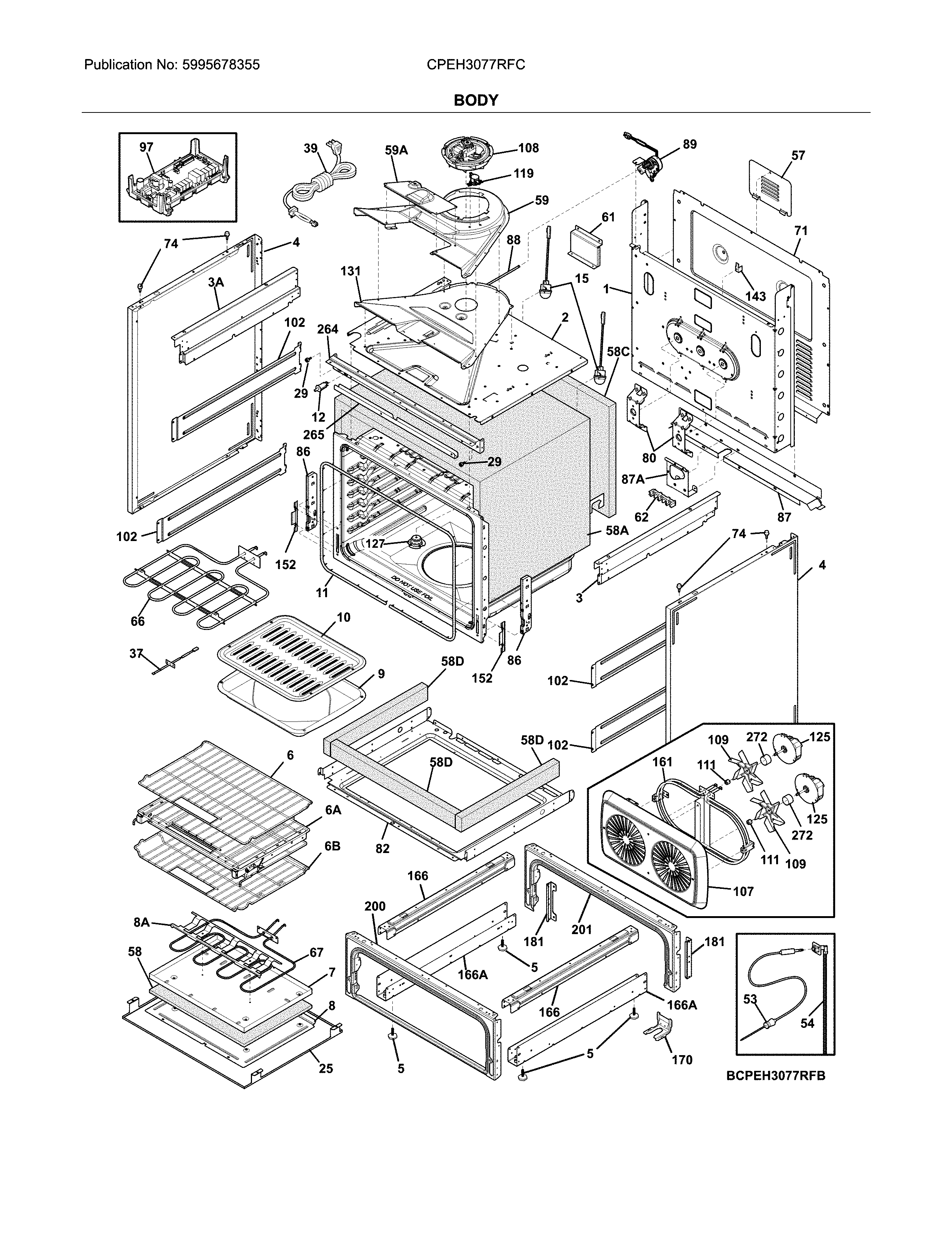 Frigidaire CPEH3077RFC body diagram