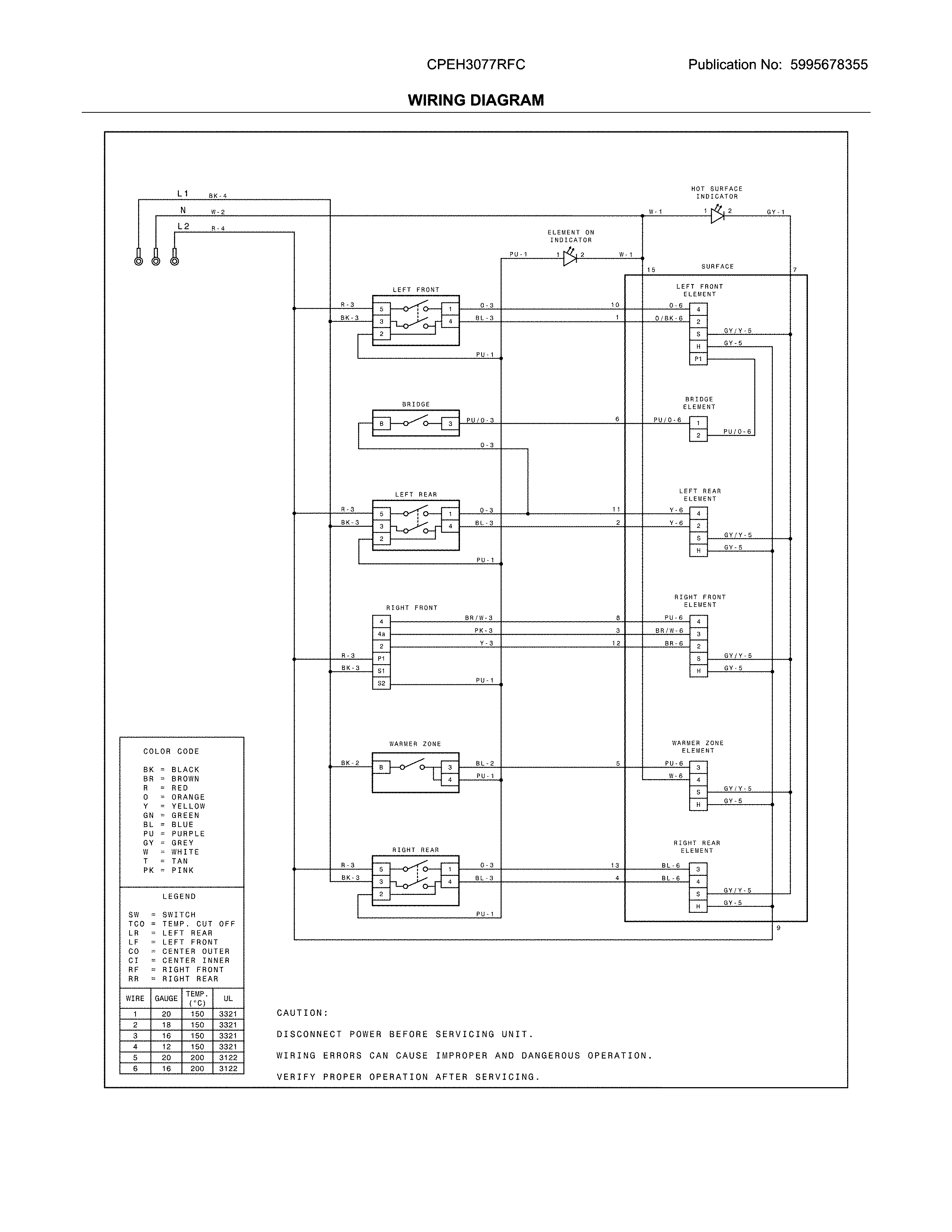 Frigidaire CPEH3077RFC wiring diagram diagram