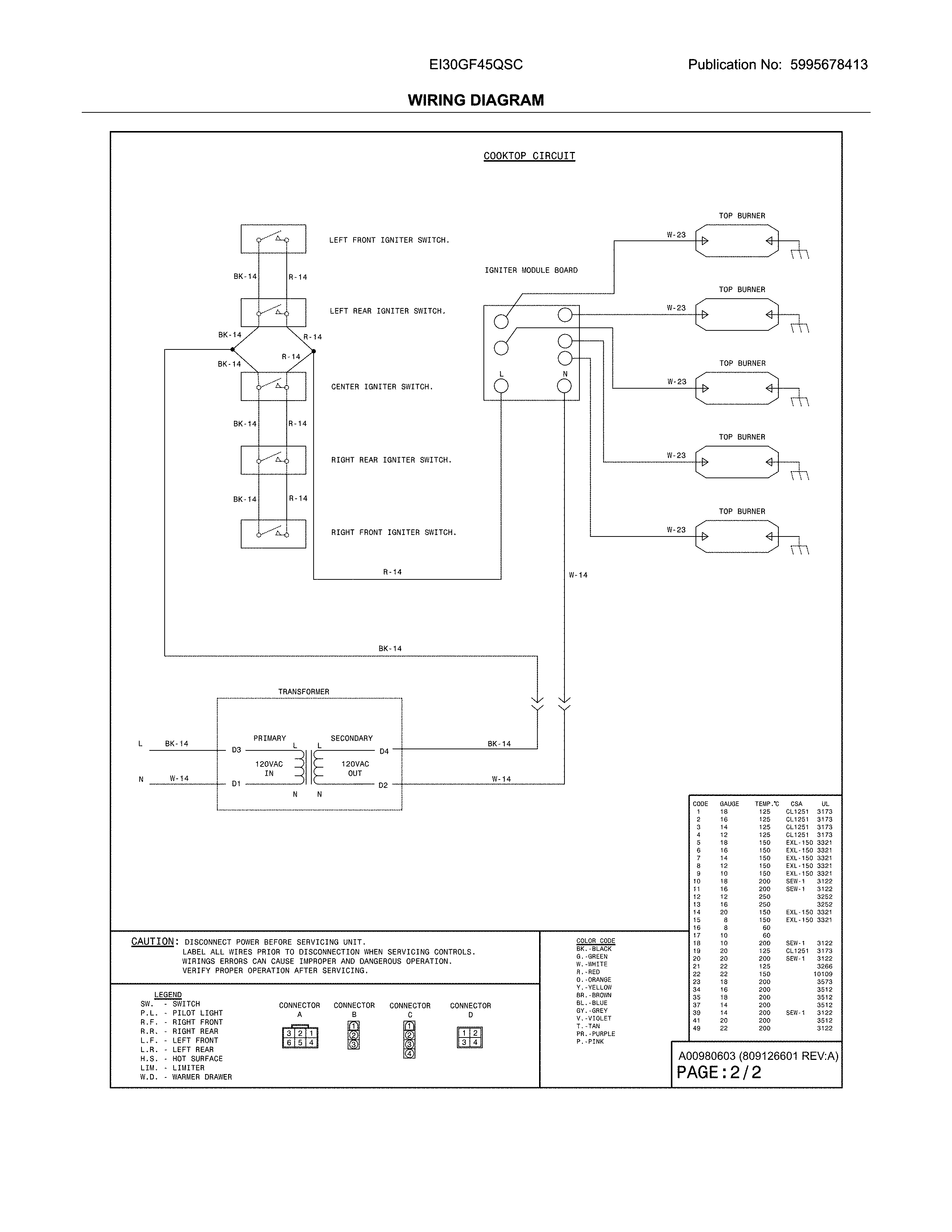 Electrolux EI30GF45QSC wiring diagram diagram