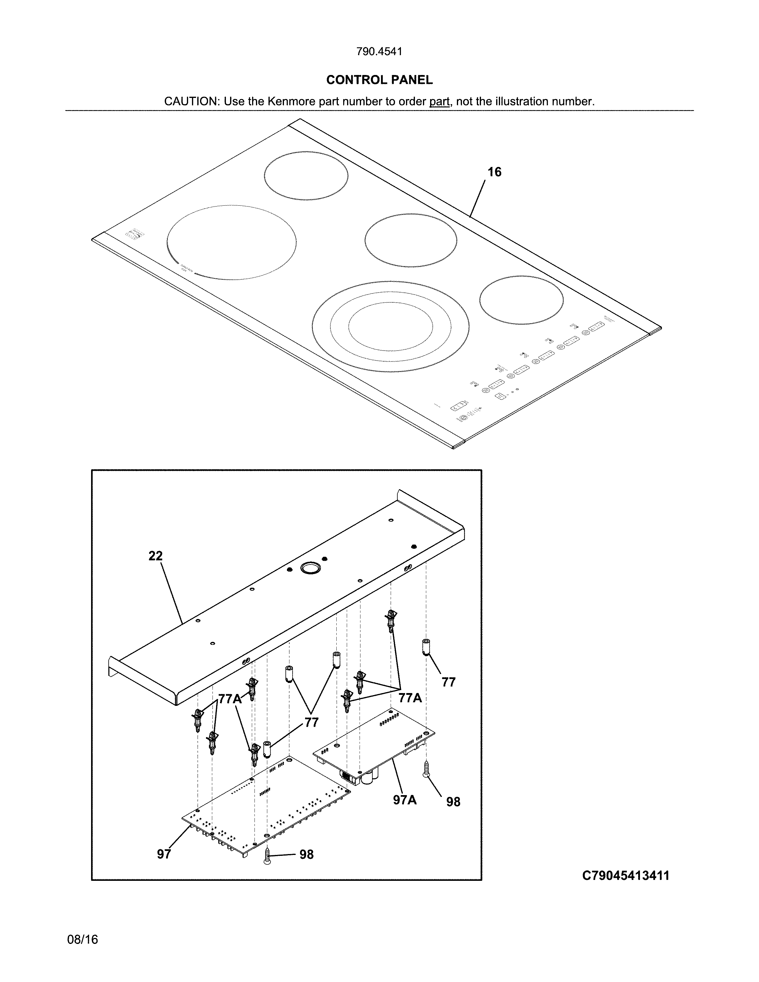 Kenmore Elite 79045413411 control panel diagram