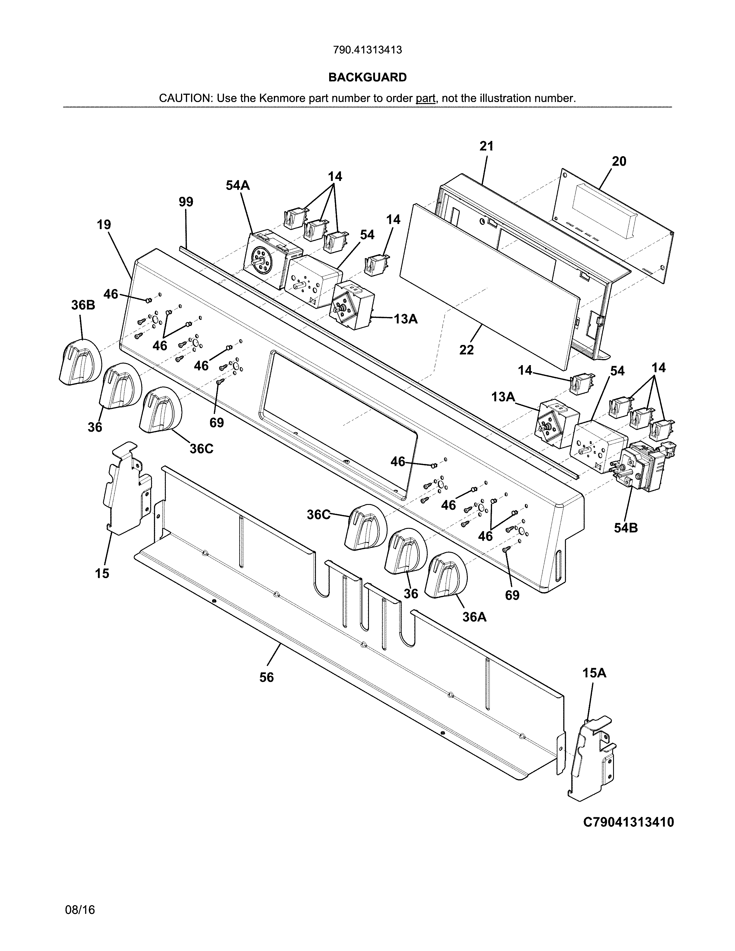 Kenmore Elite 79041313413 backguard diagram