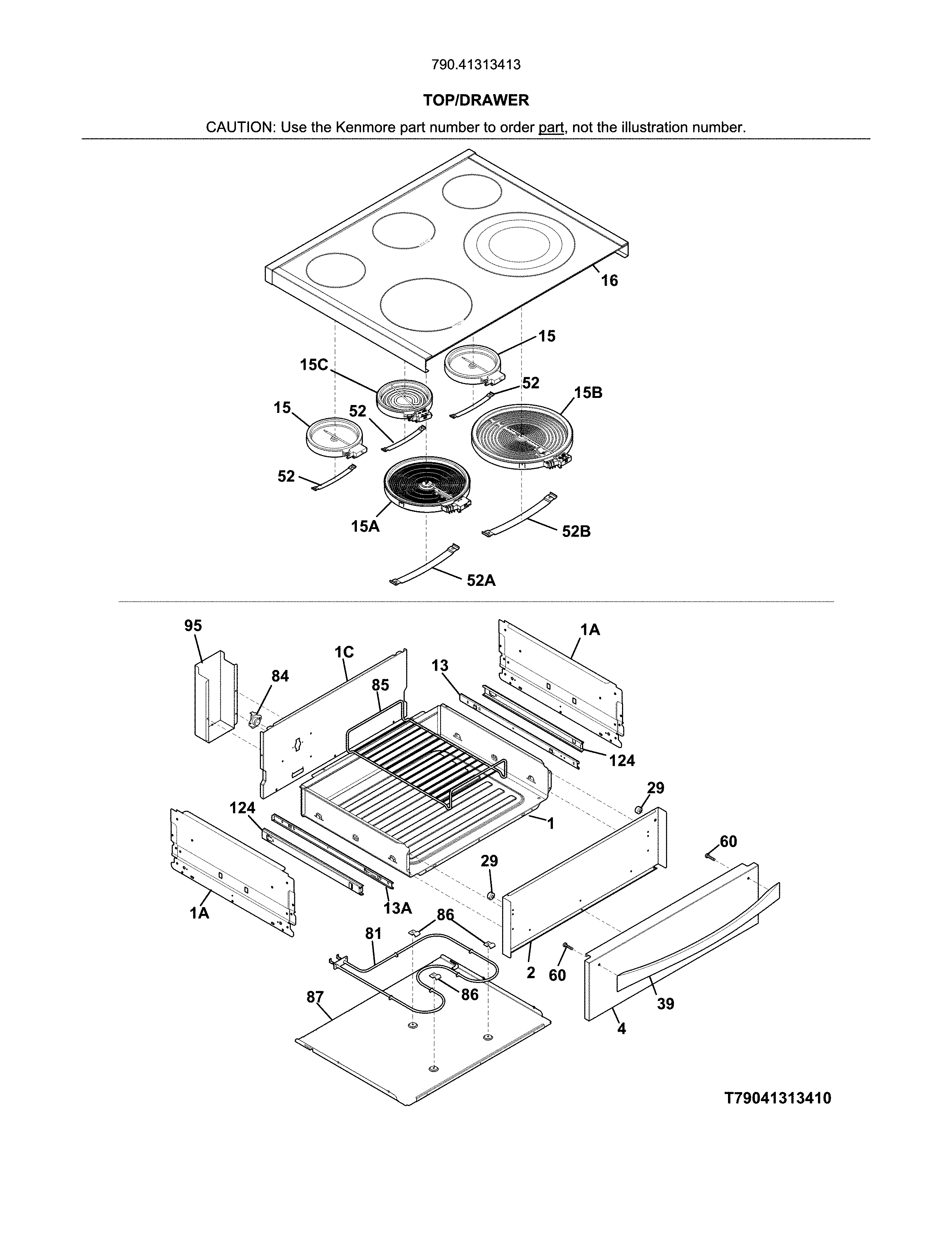 Kenmore Elite 79041313413 top/drawer diagram