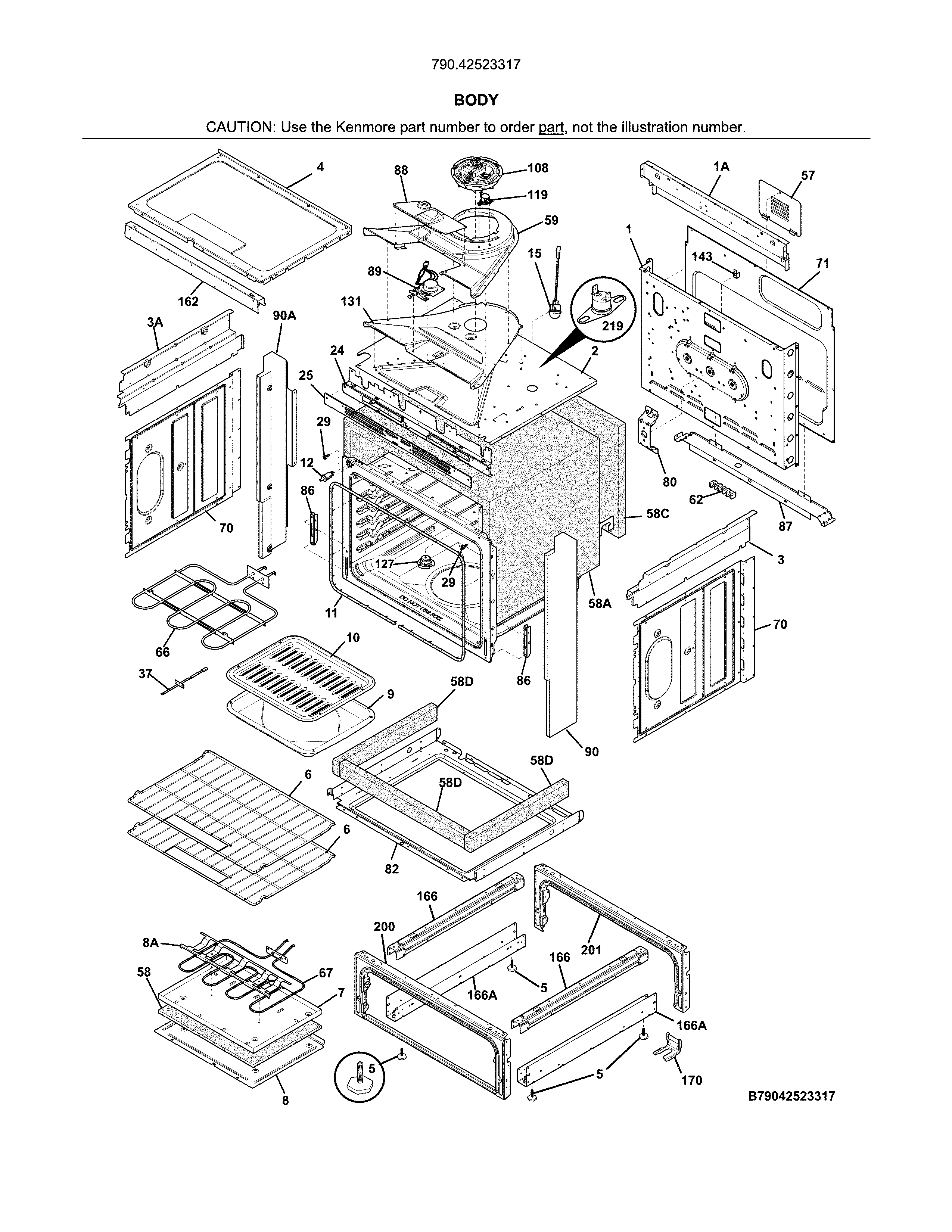 Kenmore 79042523317 body diagram