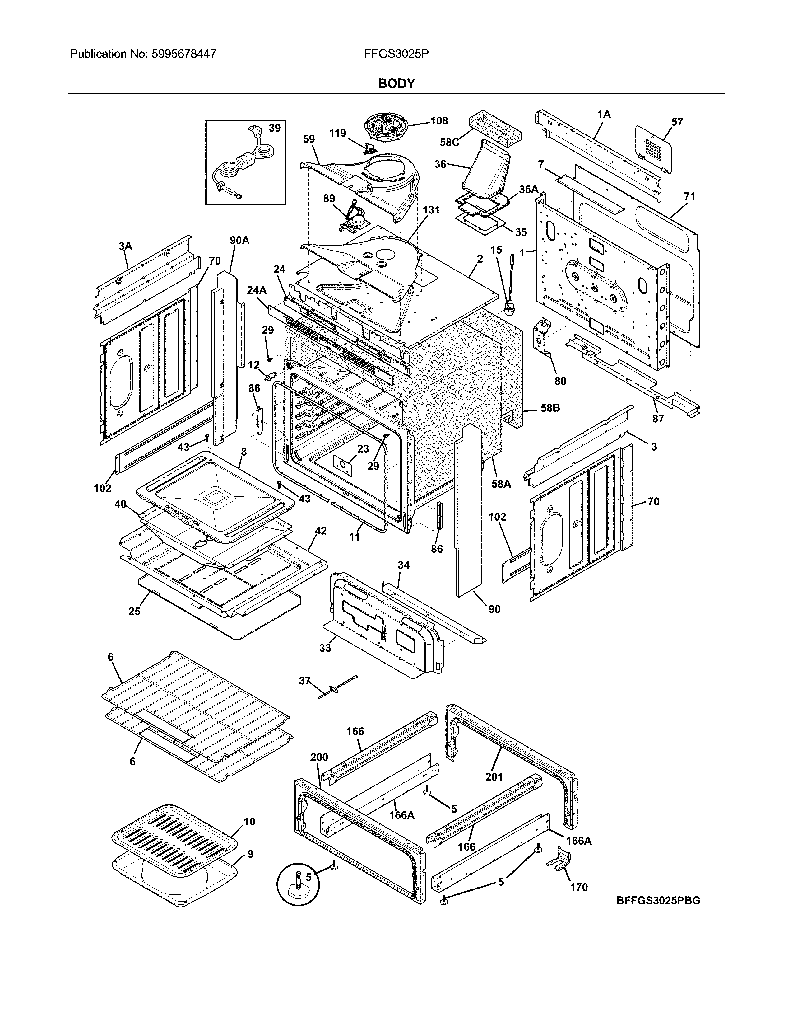 Frigidaire FFGS3025PBG body diagram