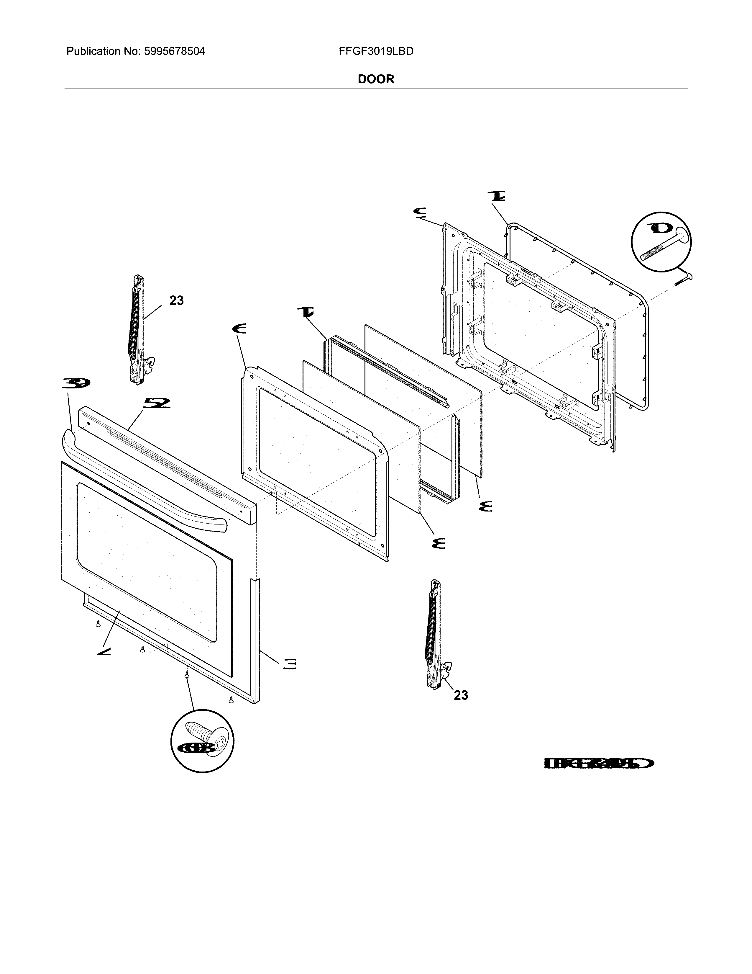 Frigidaire FFGF3019LBD door diagram