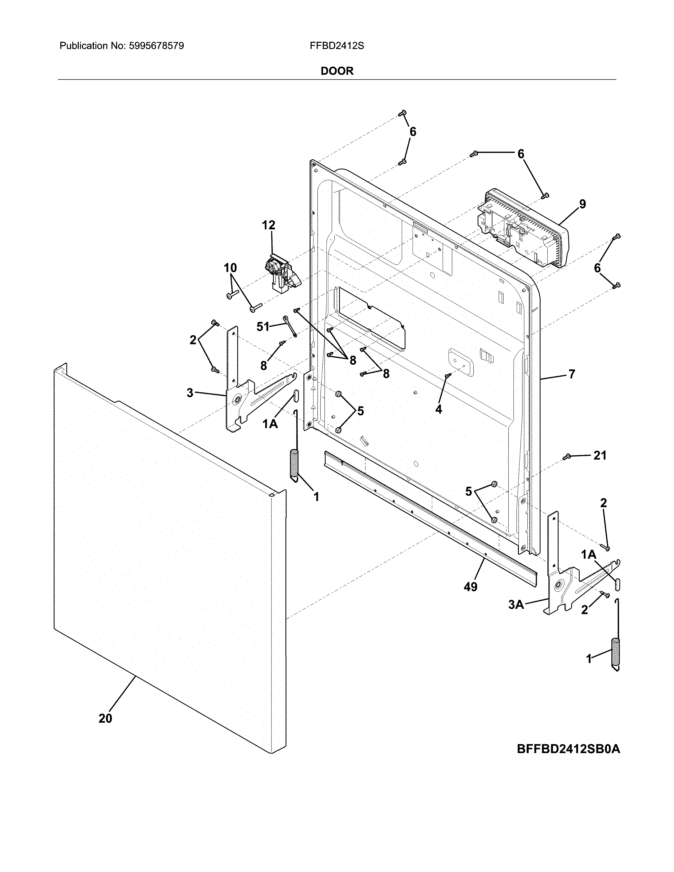 Frigidaire FFBD2412SM0A door diagram
