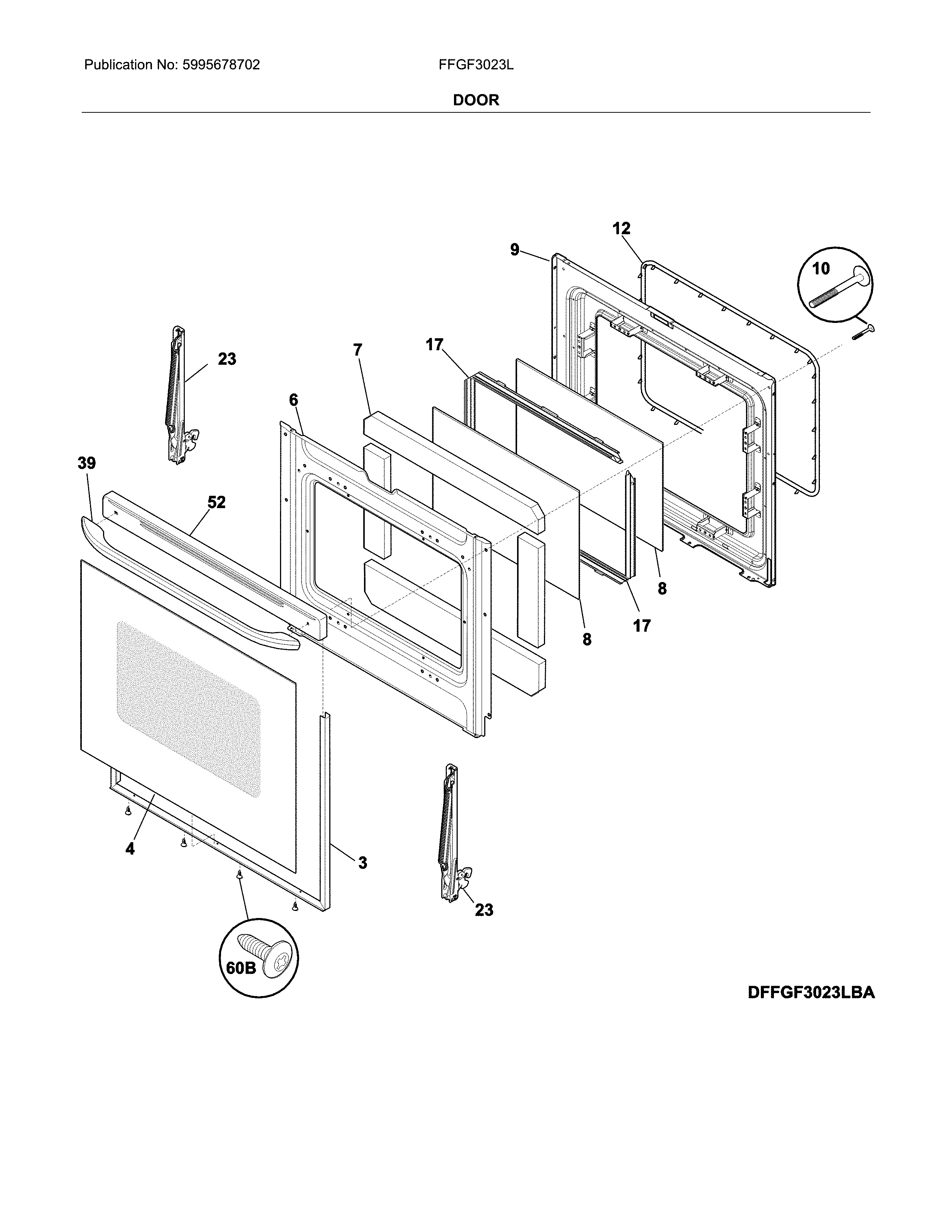 Frigidaire FFGF3023LBG door diagram