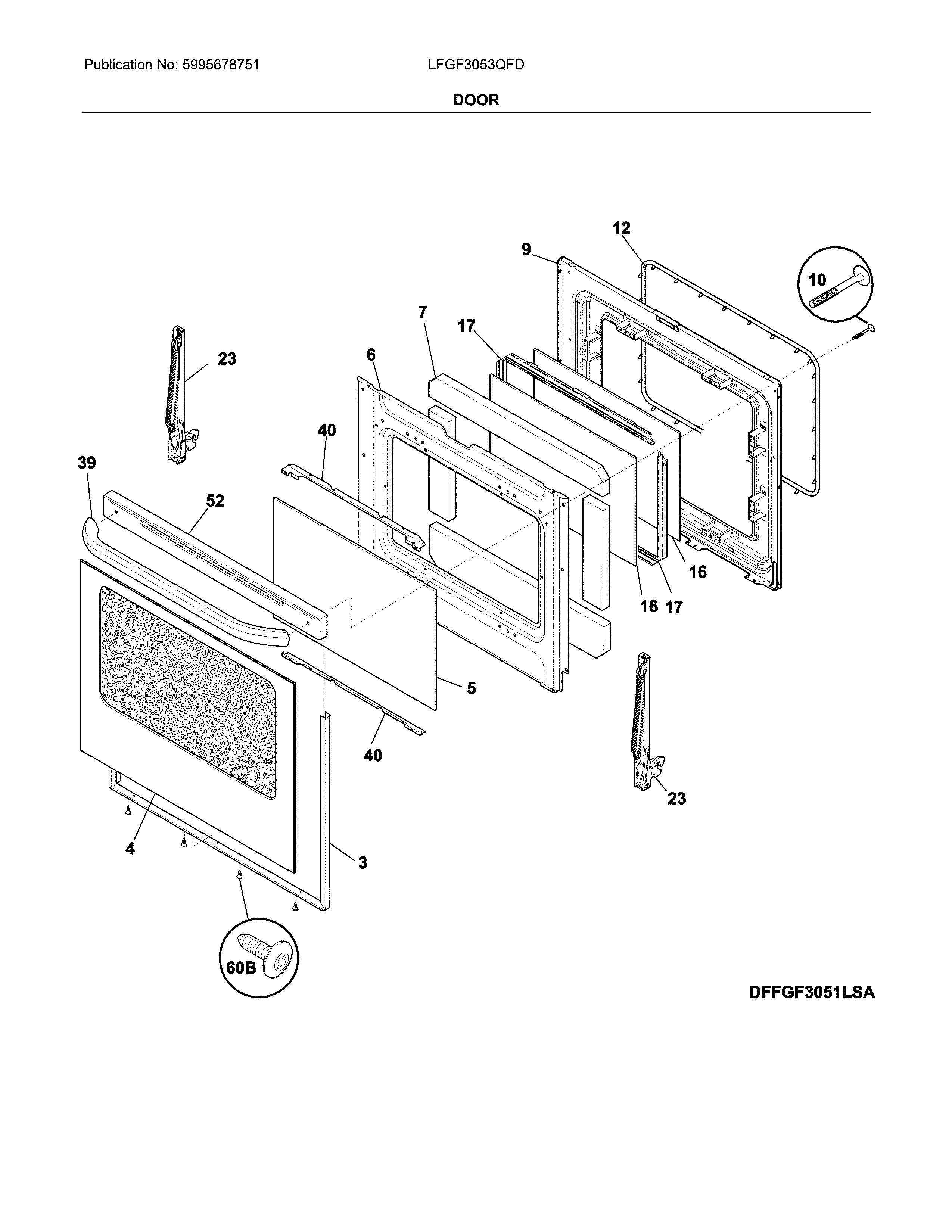 Frigidaire LFGF3053QFD door diagram