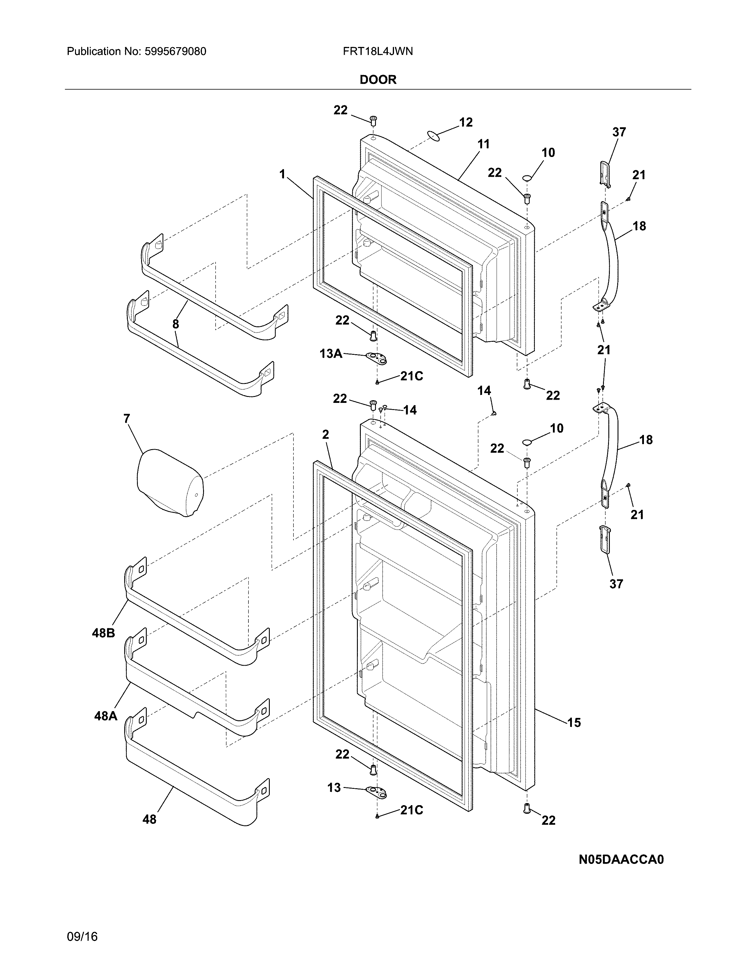 Frigidaire FRT18L4JWN doors diagram