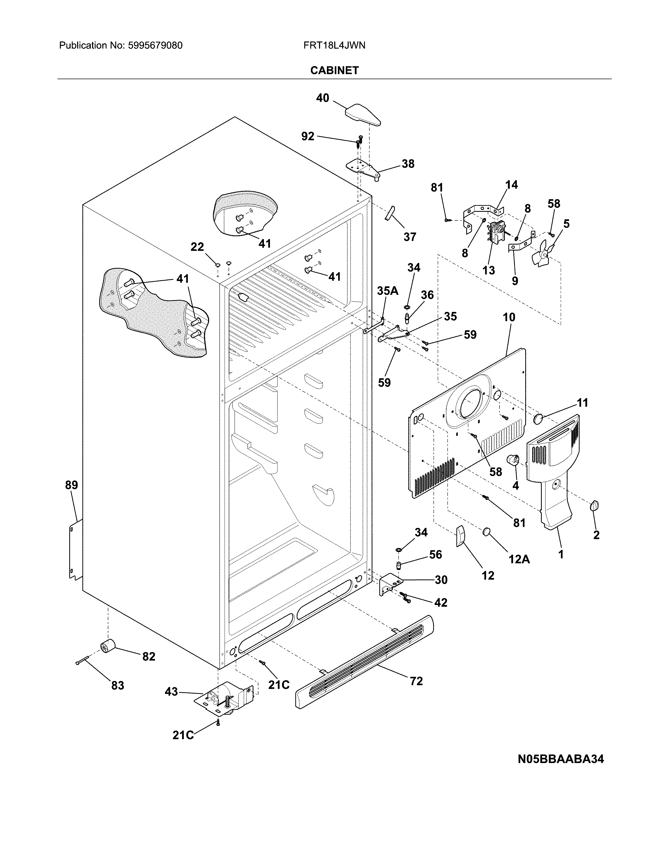 Frigidaire FRT18L4JWN cabinet diagram