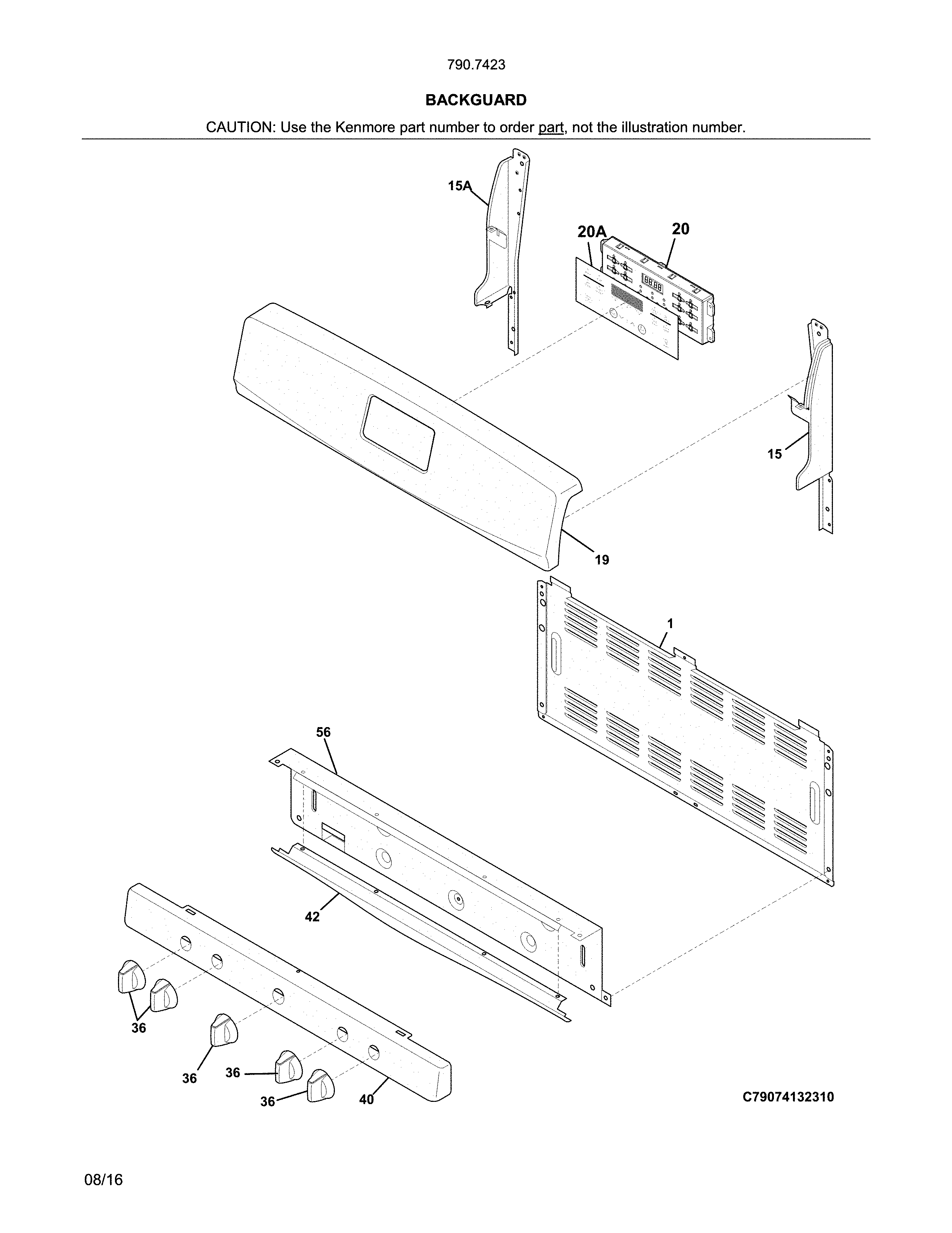 Kenmore 79074239312 backguard diagram