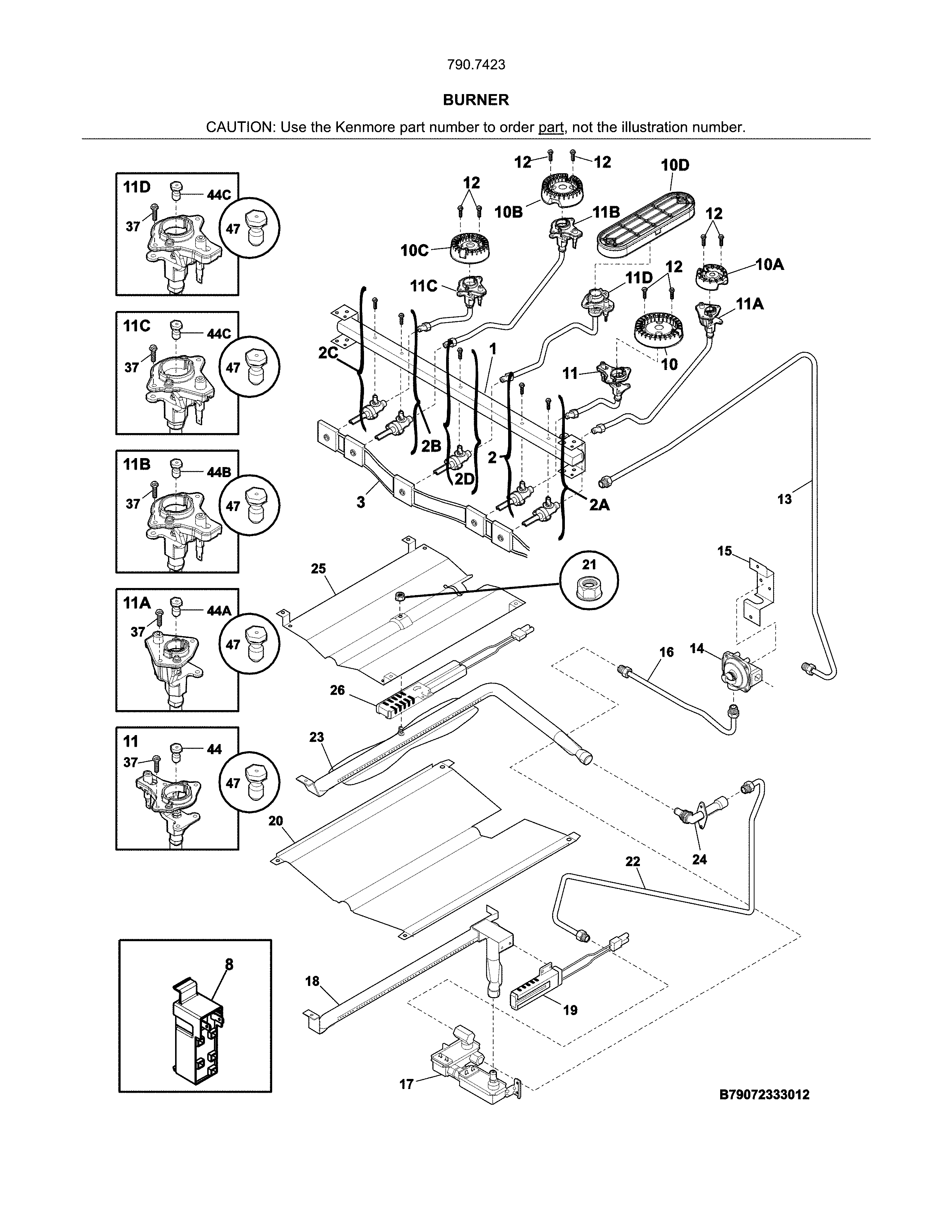 Kenmore 79074239312 burner diagram