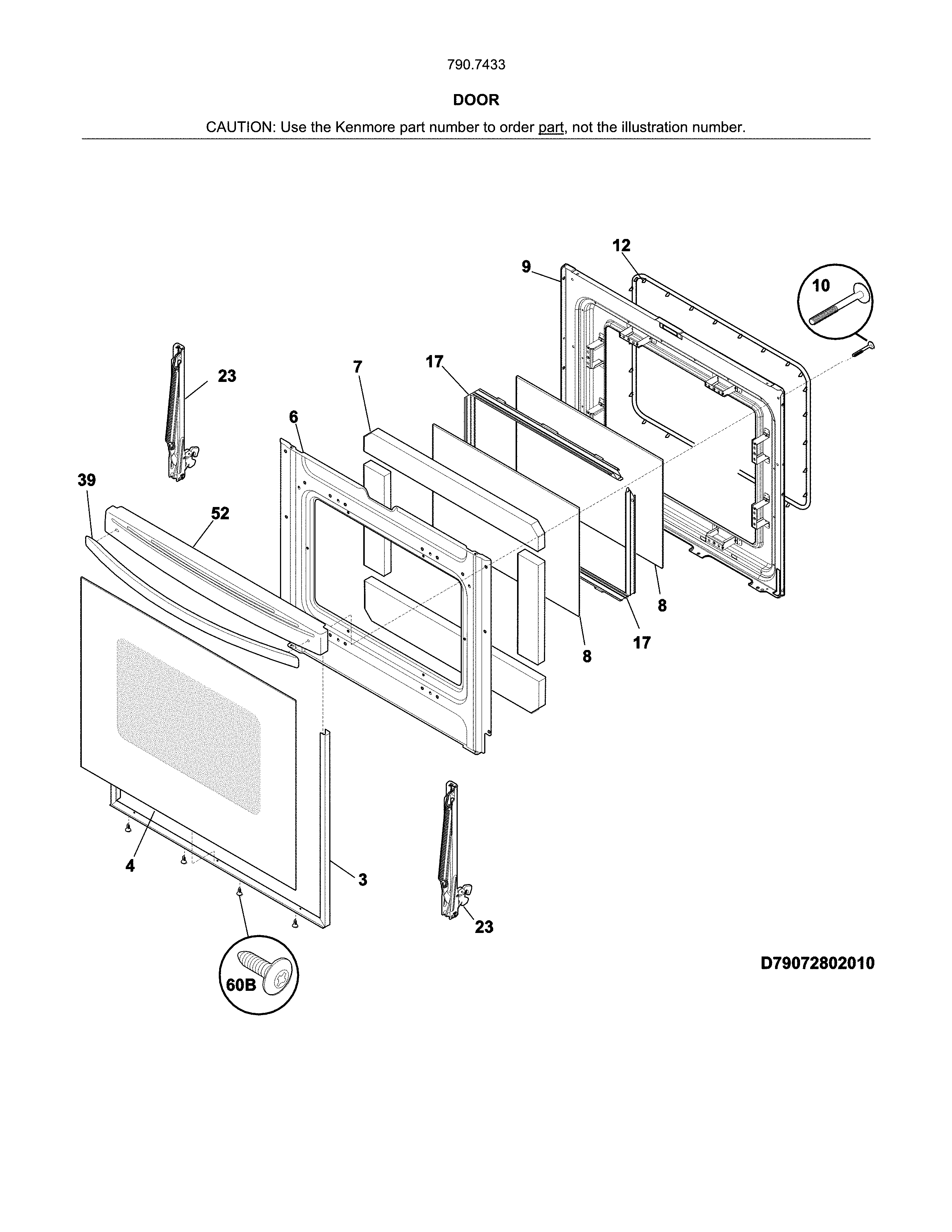 Kenmore 79074334312 door diagram