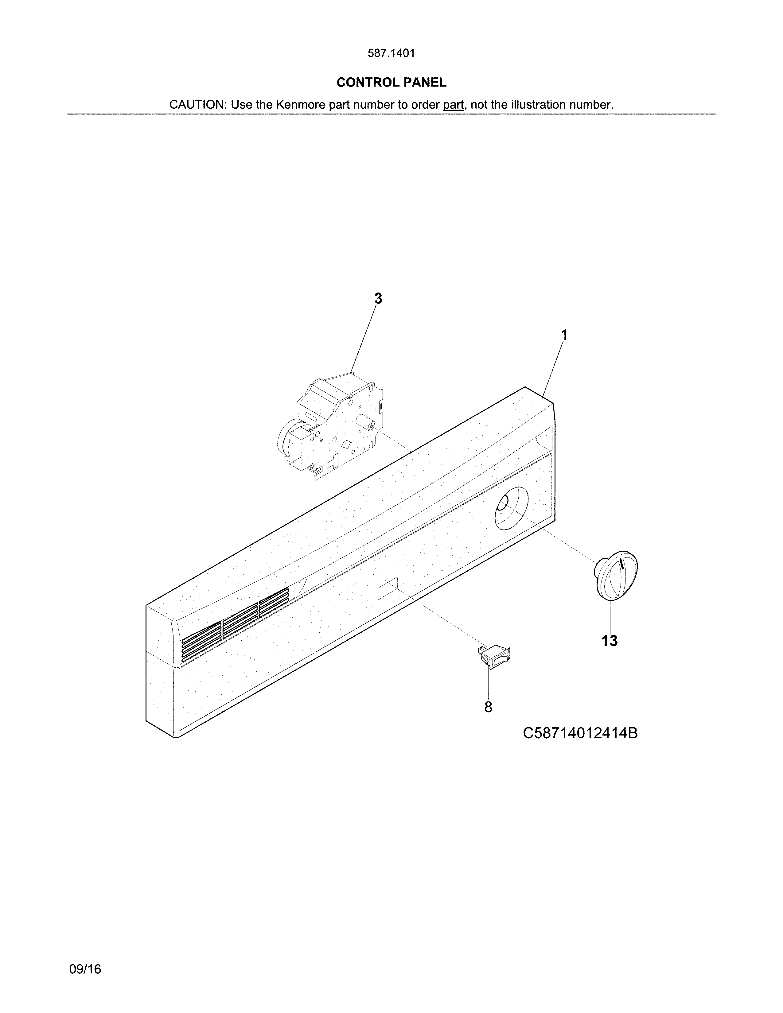 Kenmore 58714013415B control panel diagram