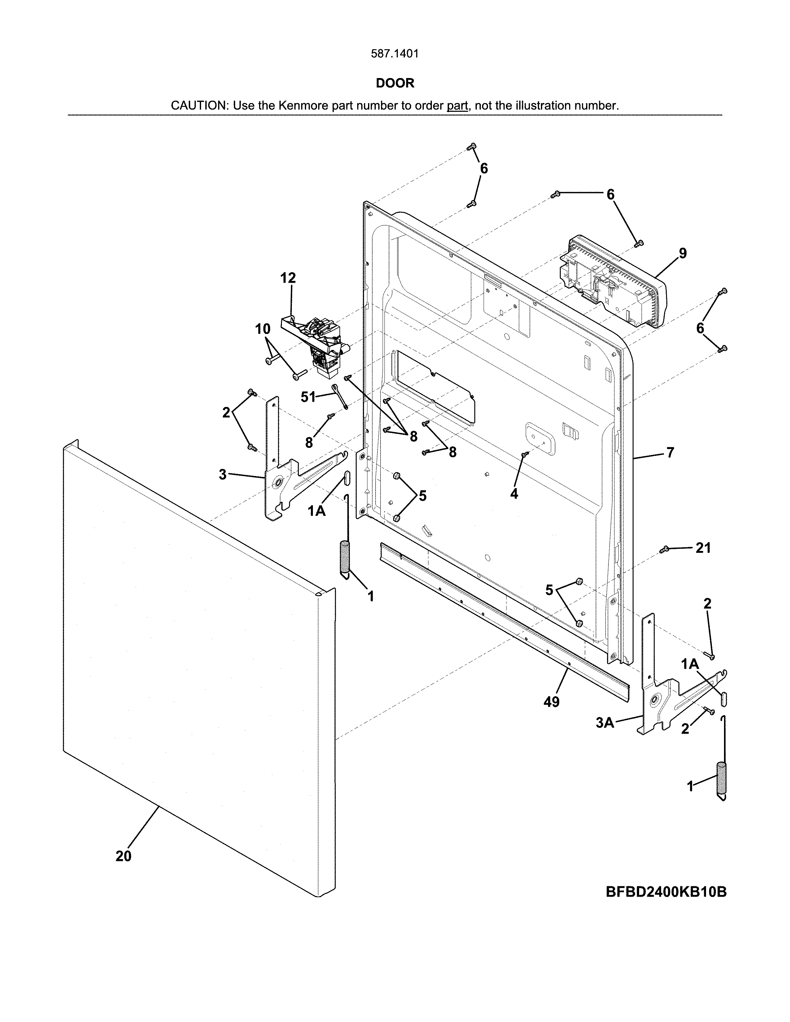 Kenmore 58714013415B door diagram