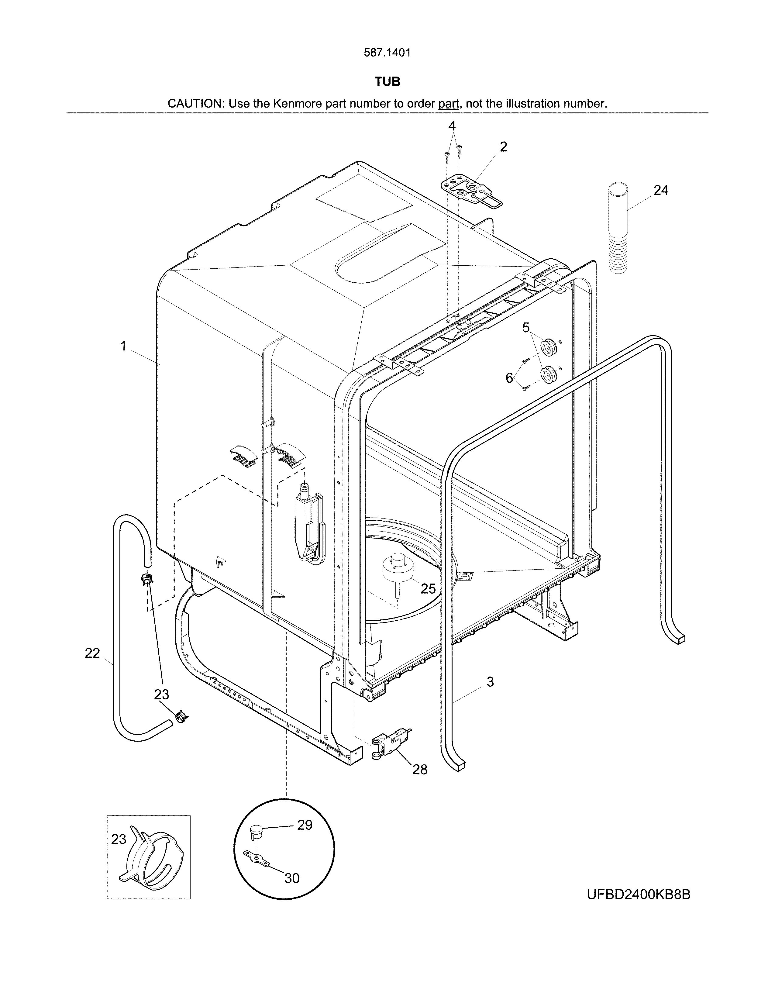 Kenmore 58714013415B tub diagram