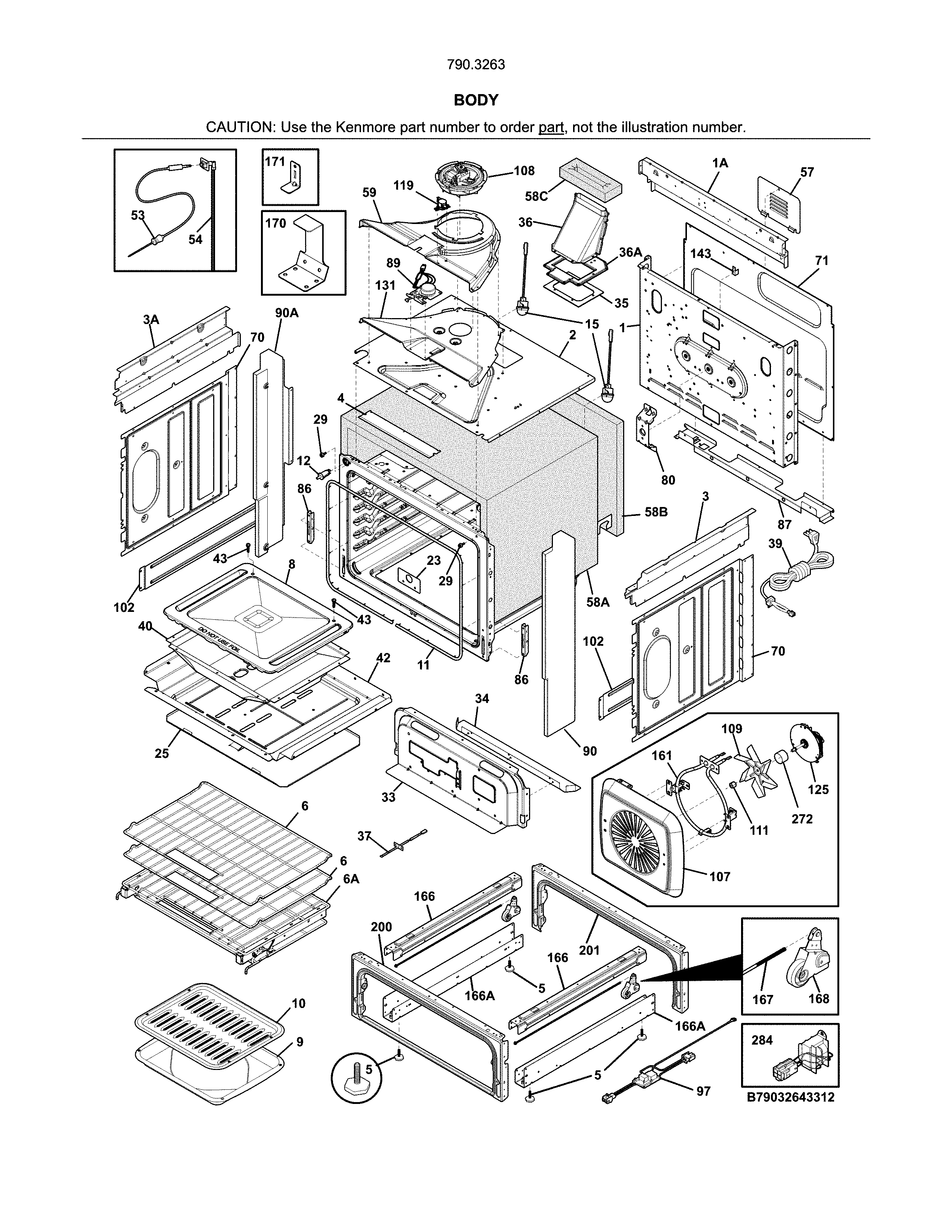Kenmore Elite 79032639319 body diagram
