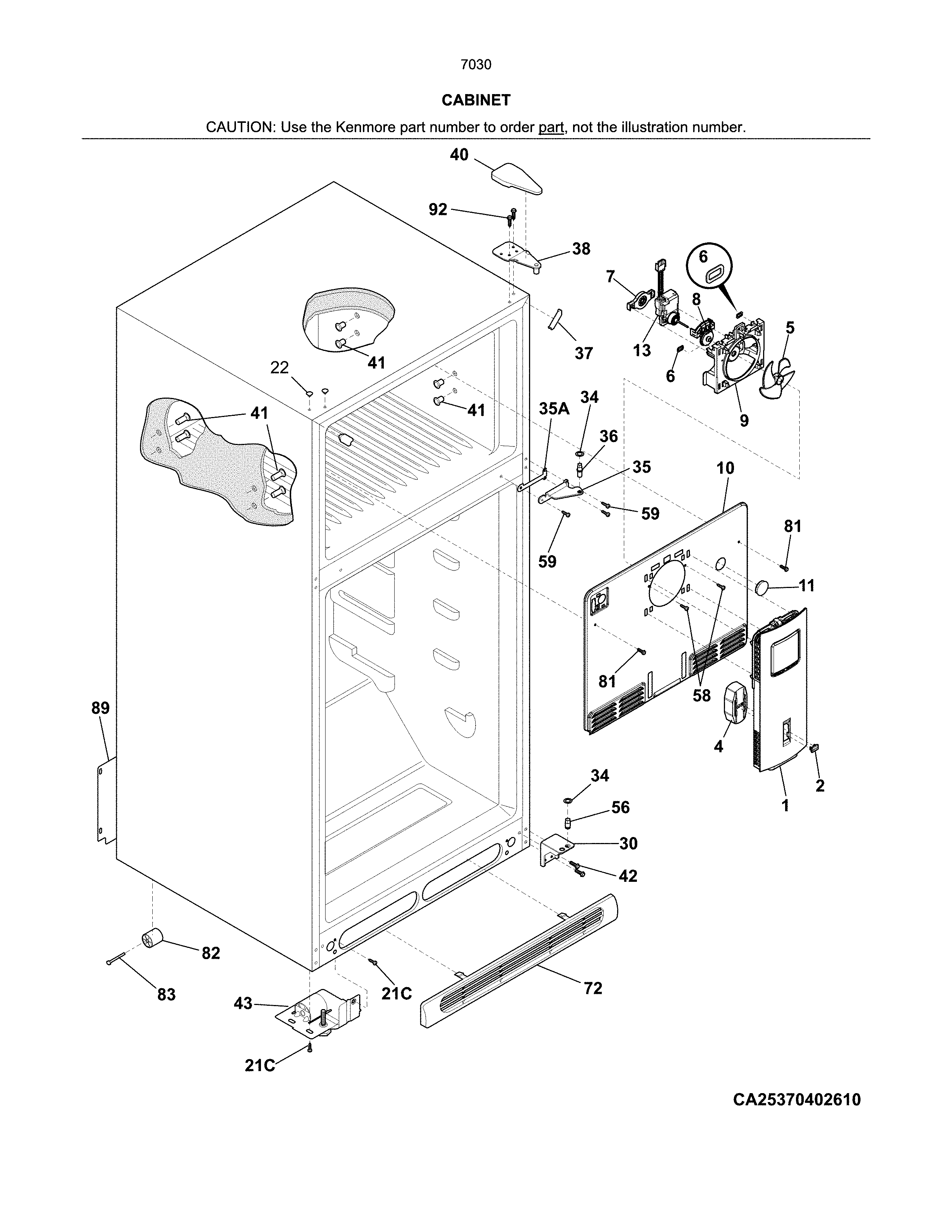 Kenmore 25370302610 cabinet diagram