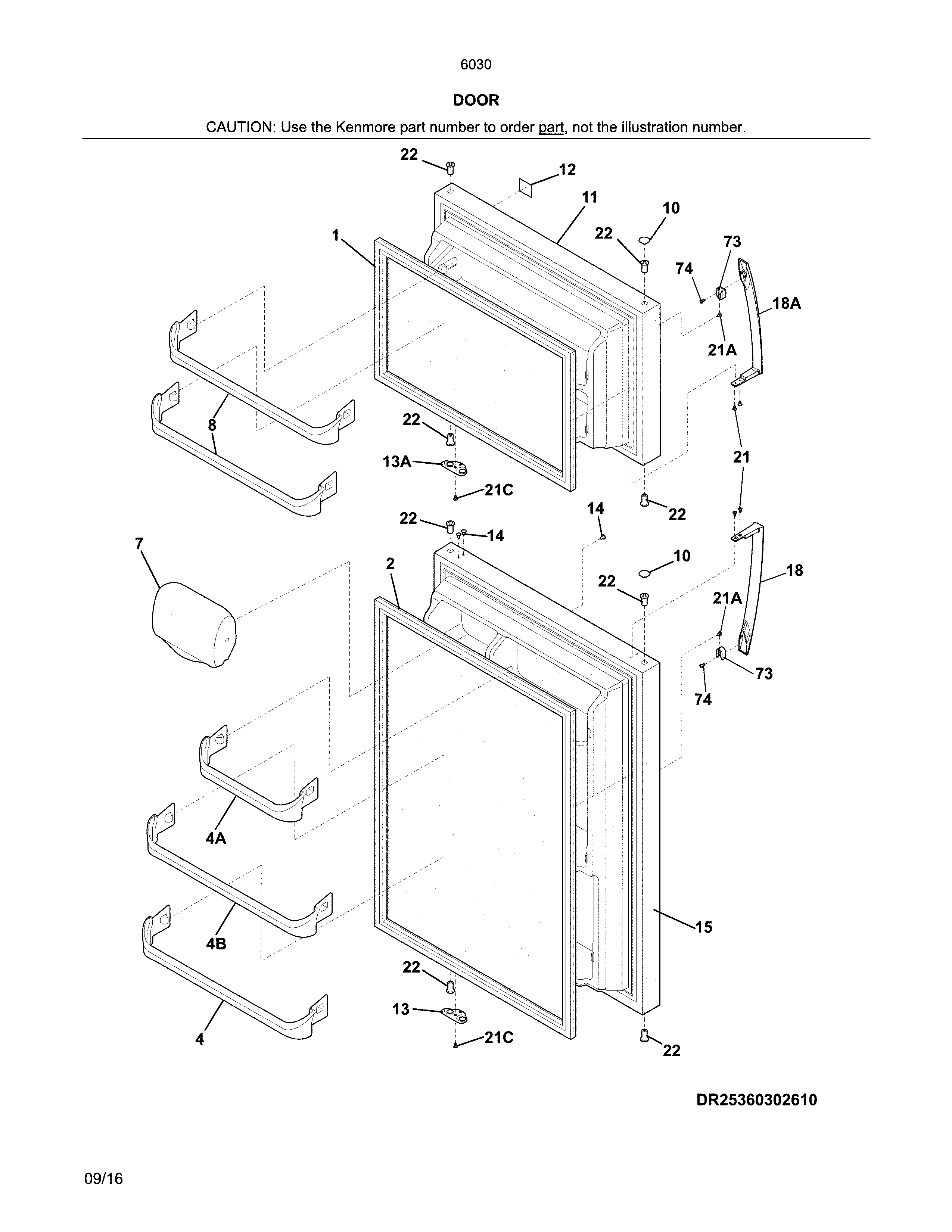 Kenmore 25360303610 doors diagram