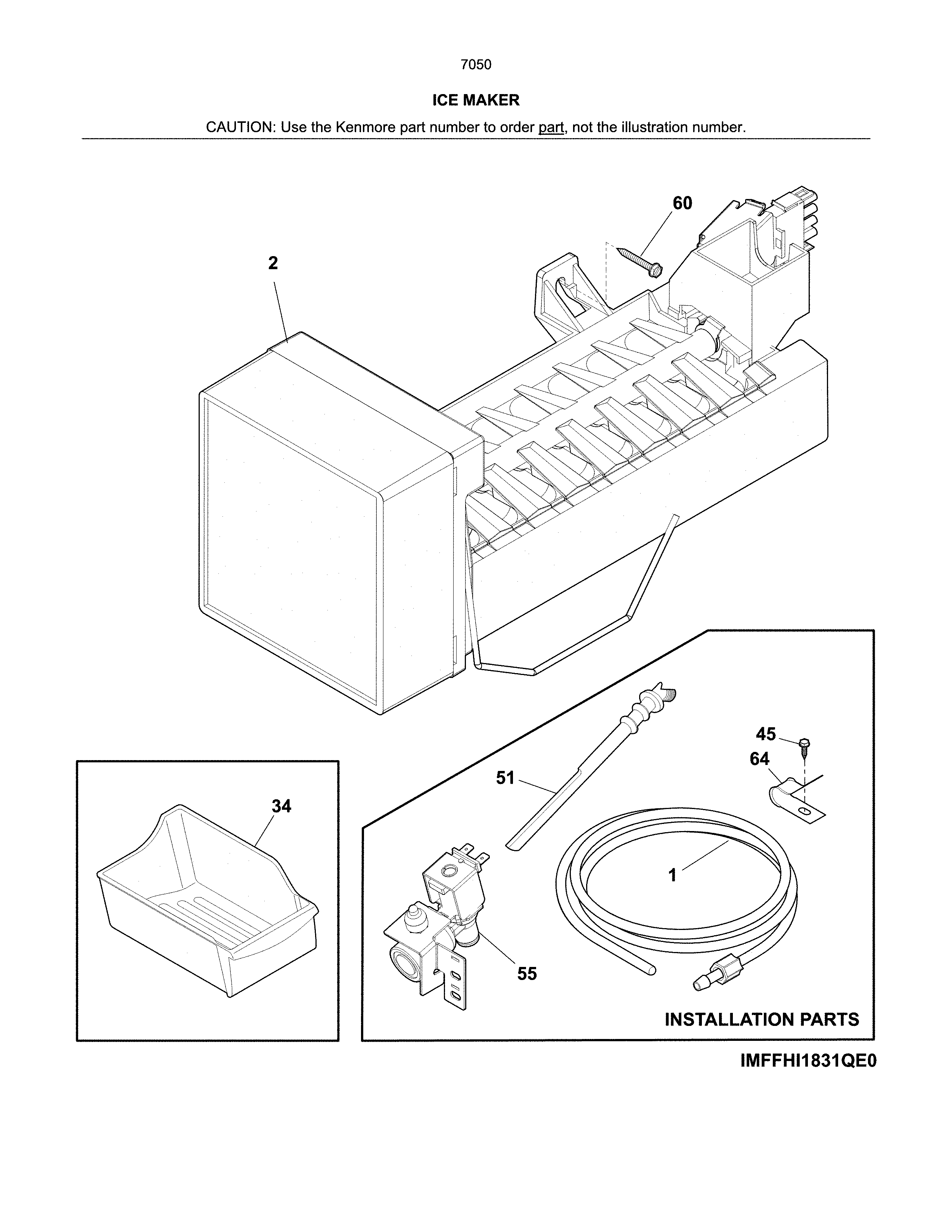 Kenmore 25370504414 ice maker diagram