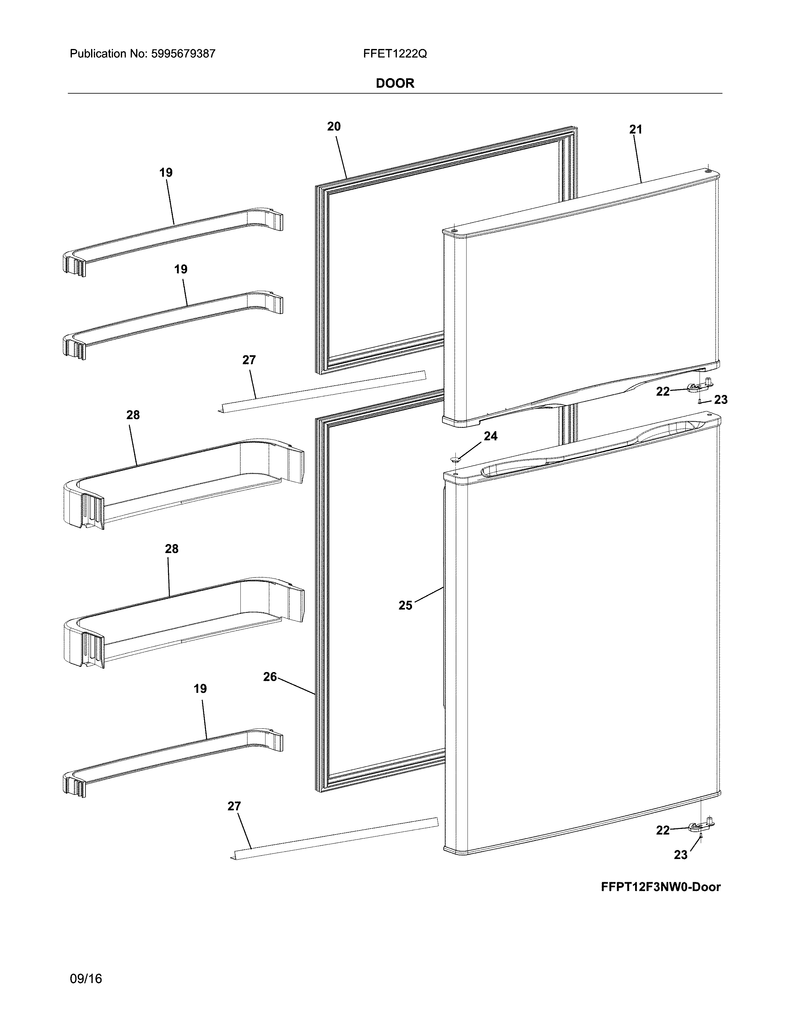Frigidaire FFET1222QB0 door diagram