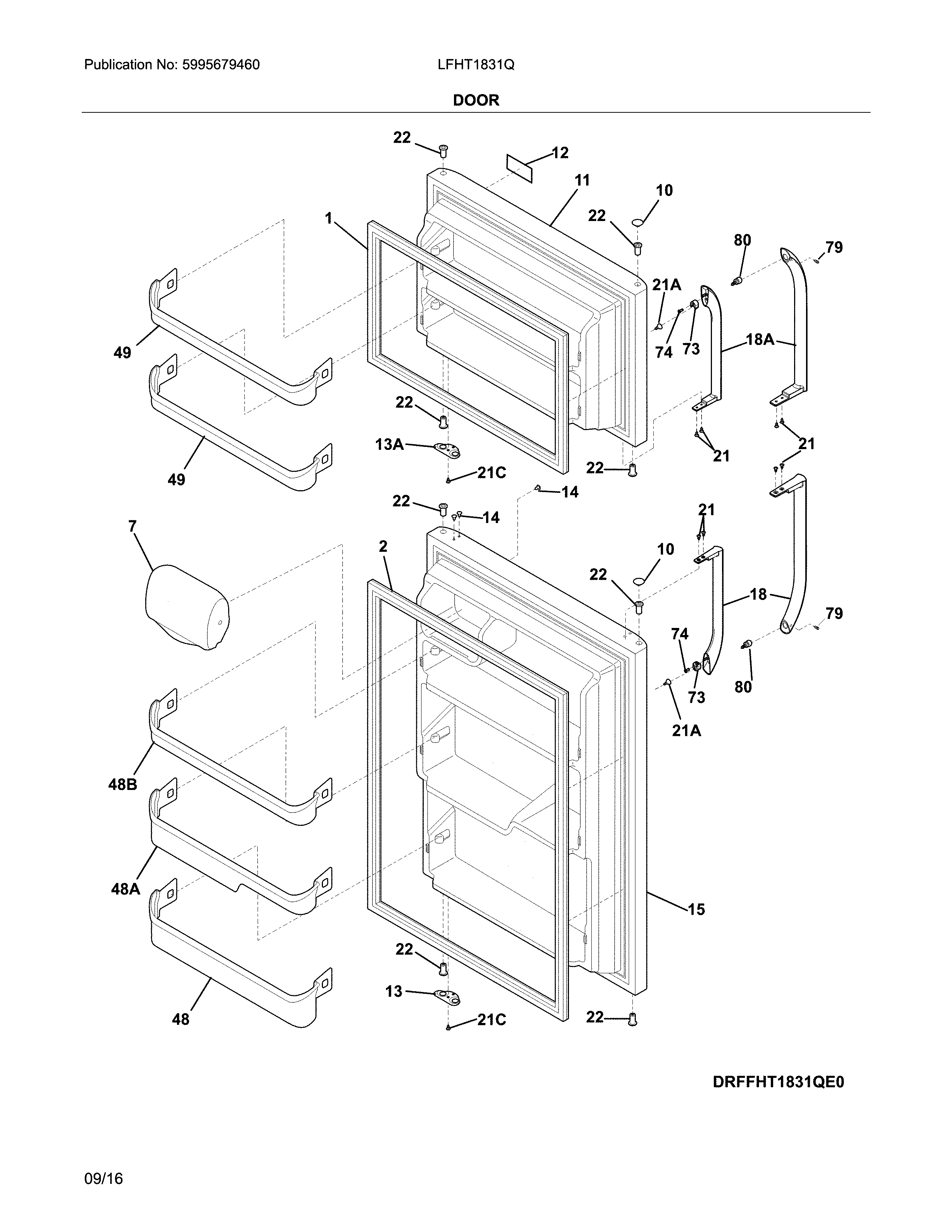 Frigidaire LFHT1831QF3 door diagram