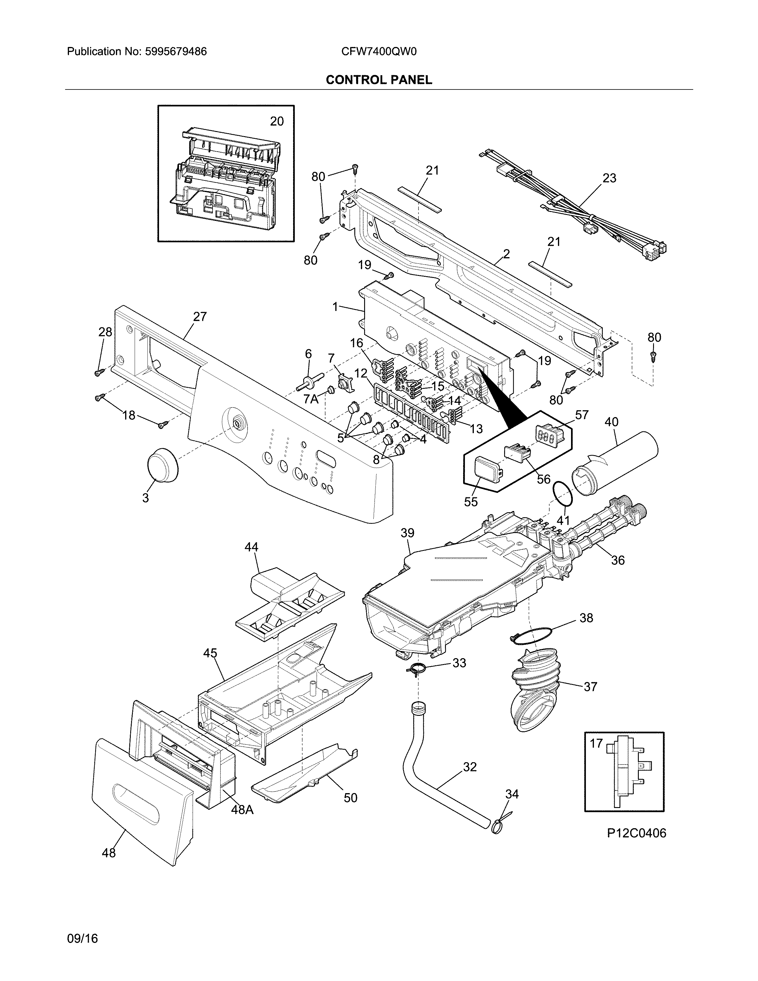 Crosley CFW7400QW0 control panel diagram