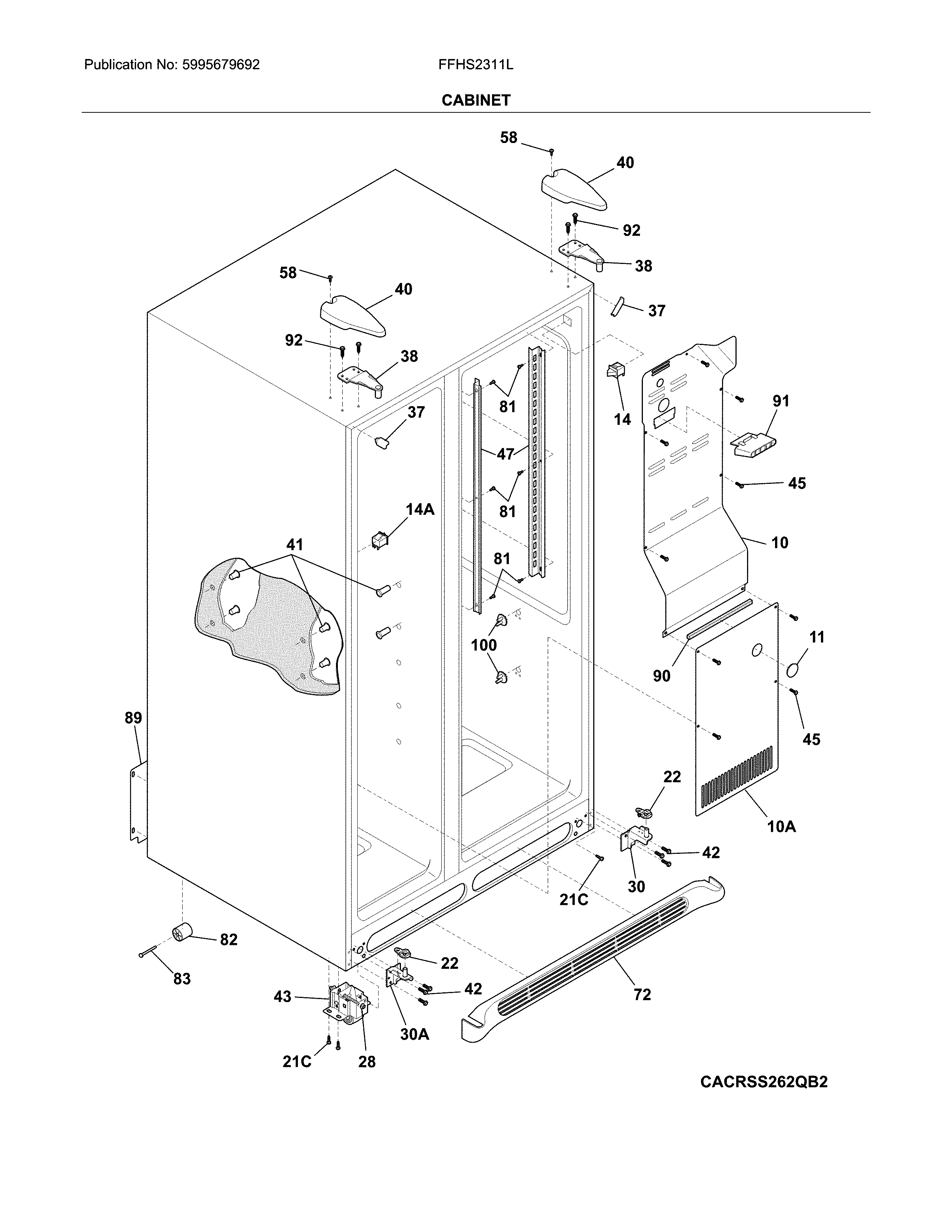Frigidaire FFHS2311LWPA cabinet diagram