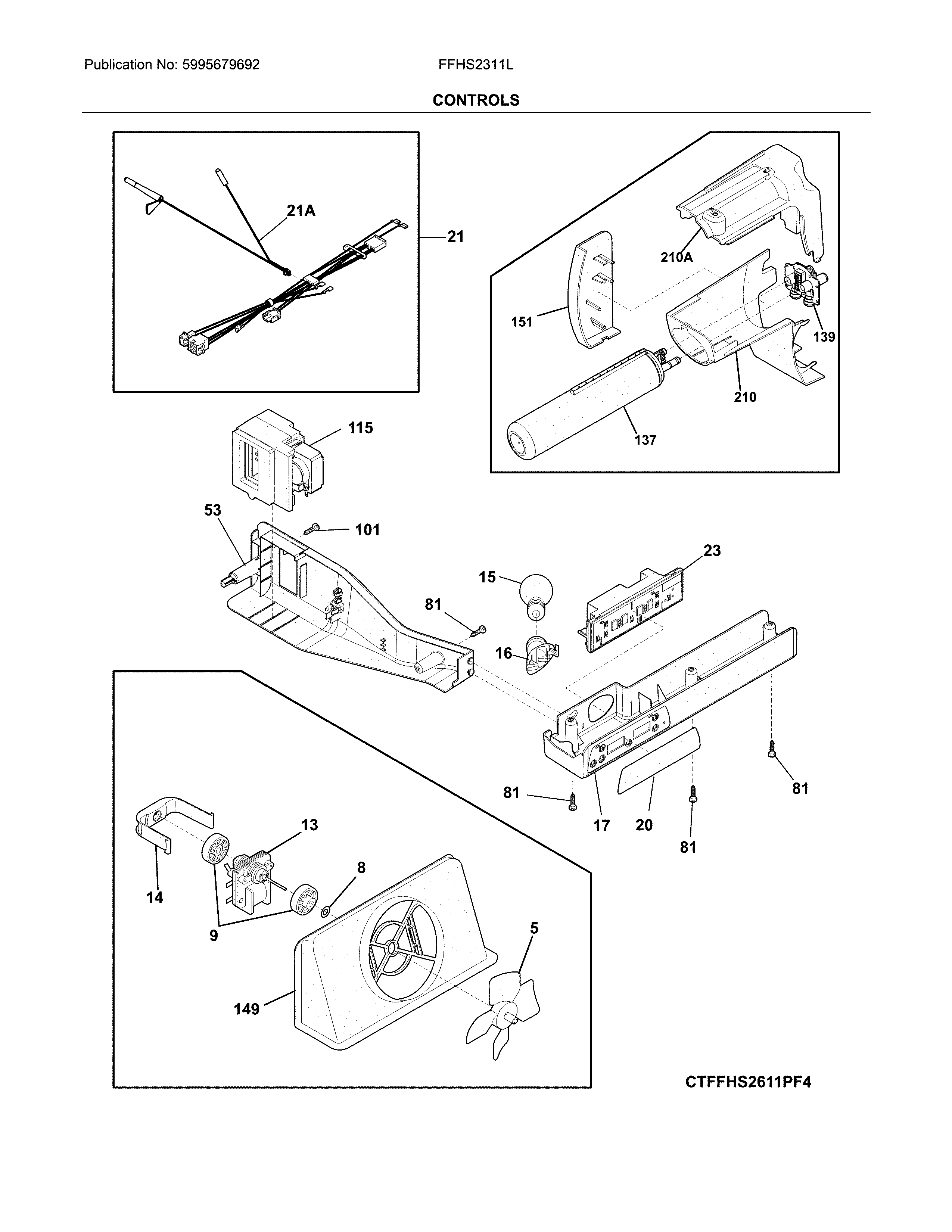 Frigidaire FFHS2311LWPA controls diagram