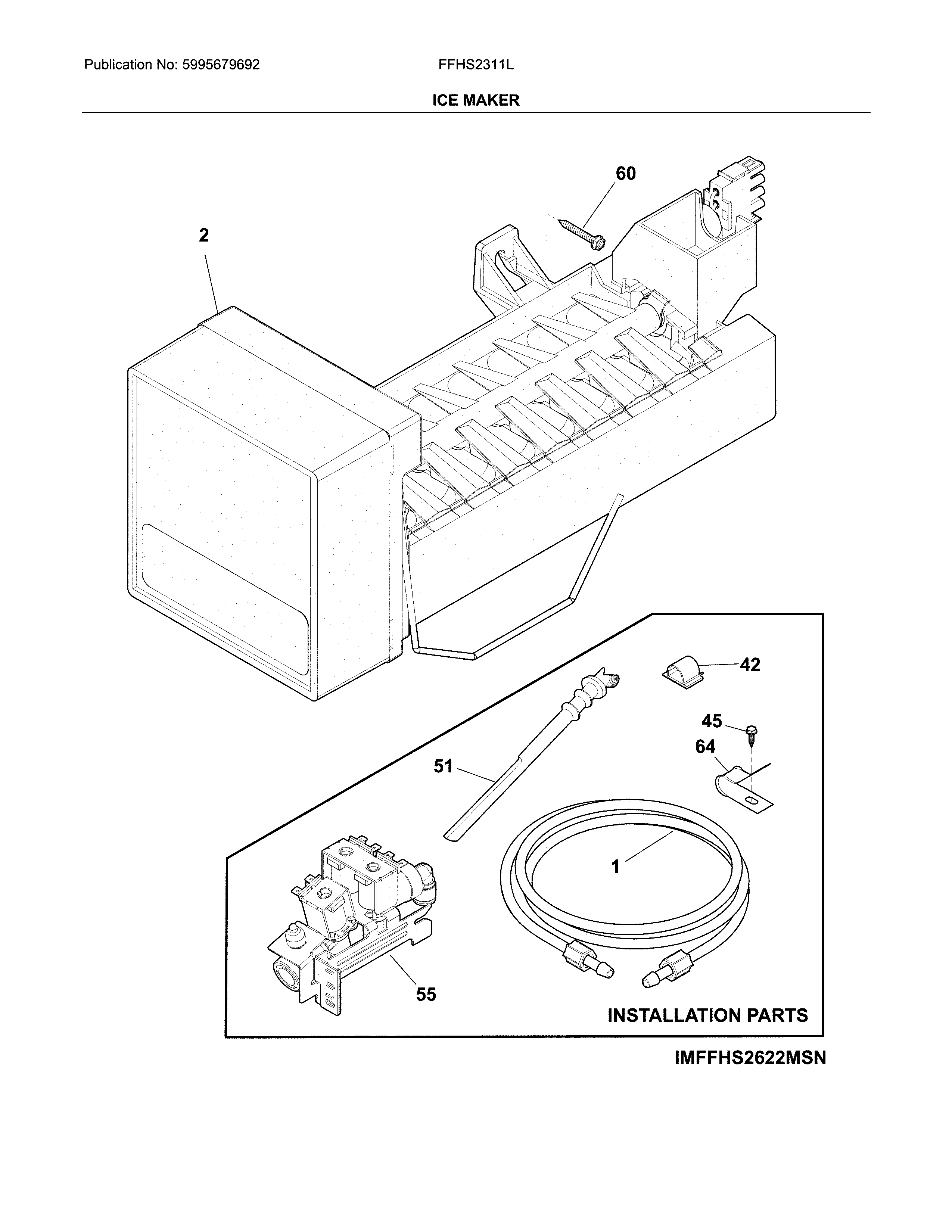 Frigidaire FFHS2311LWPA ice maker diagram