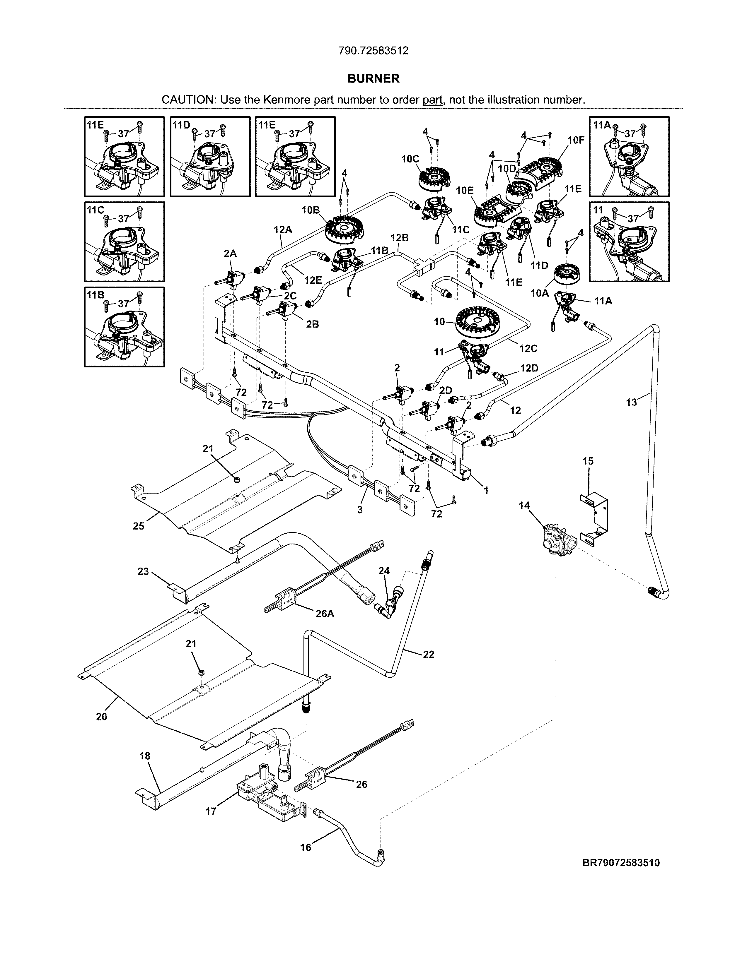 Kenmore Pro 79072583512 burner diagram