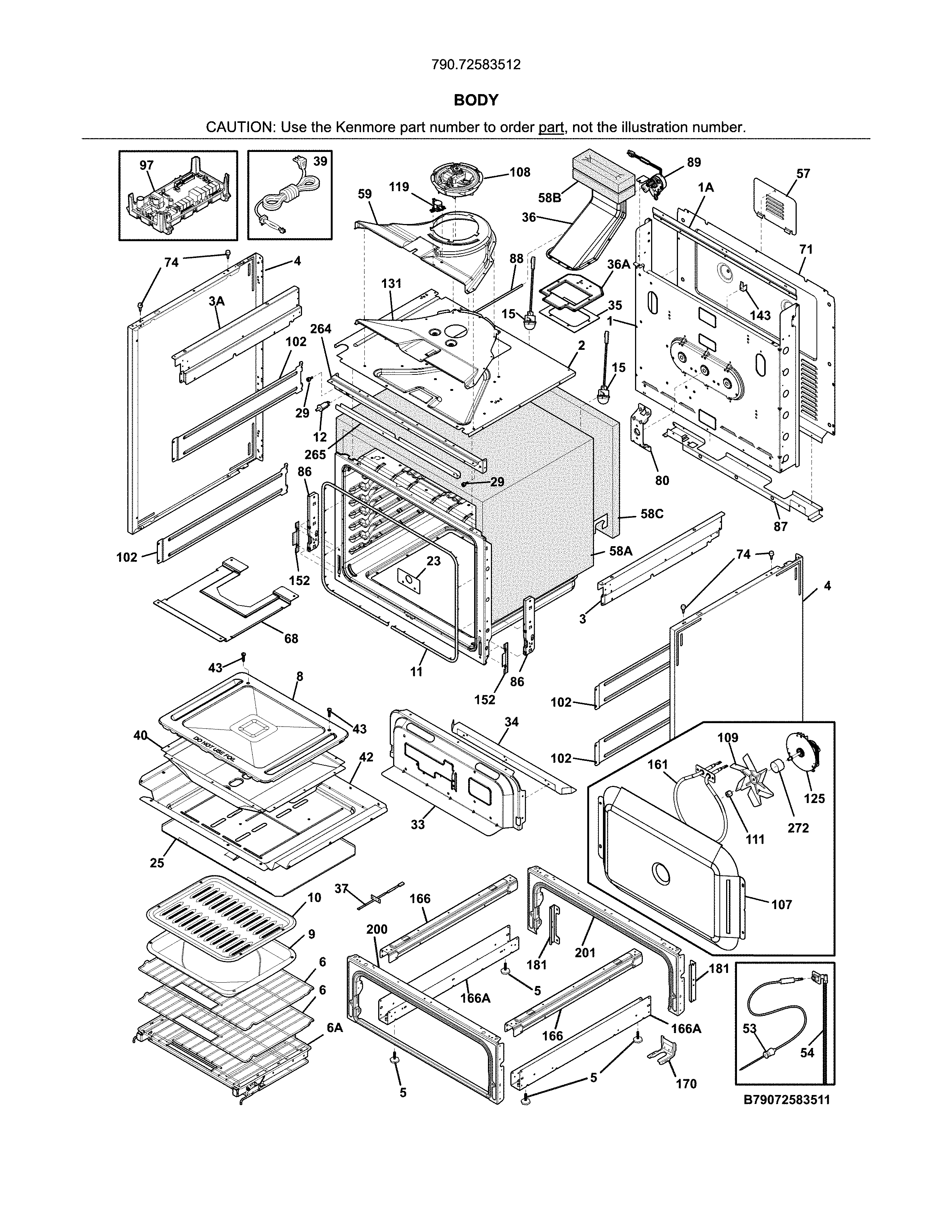Kenmore Pro 79072583512 body diagram