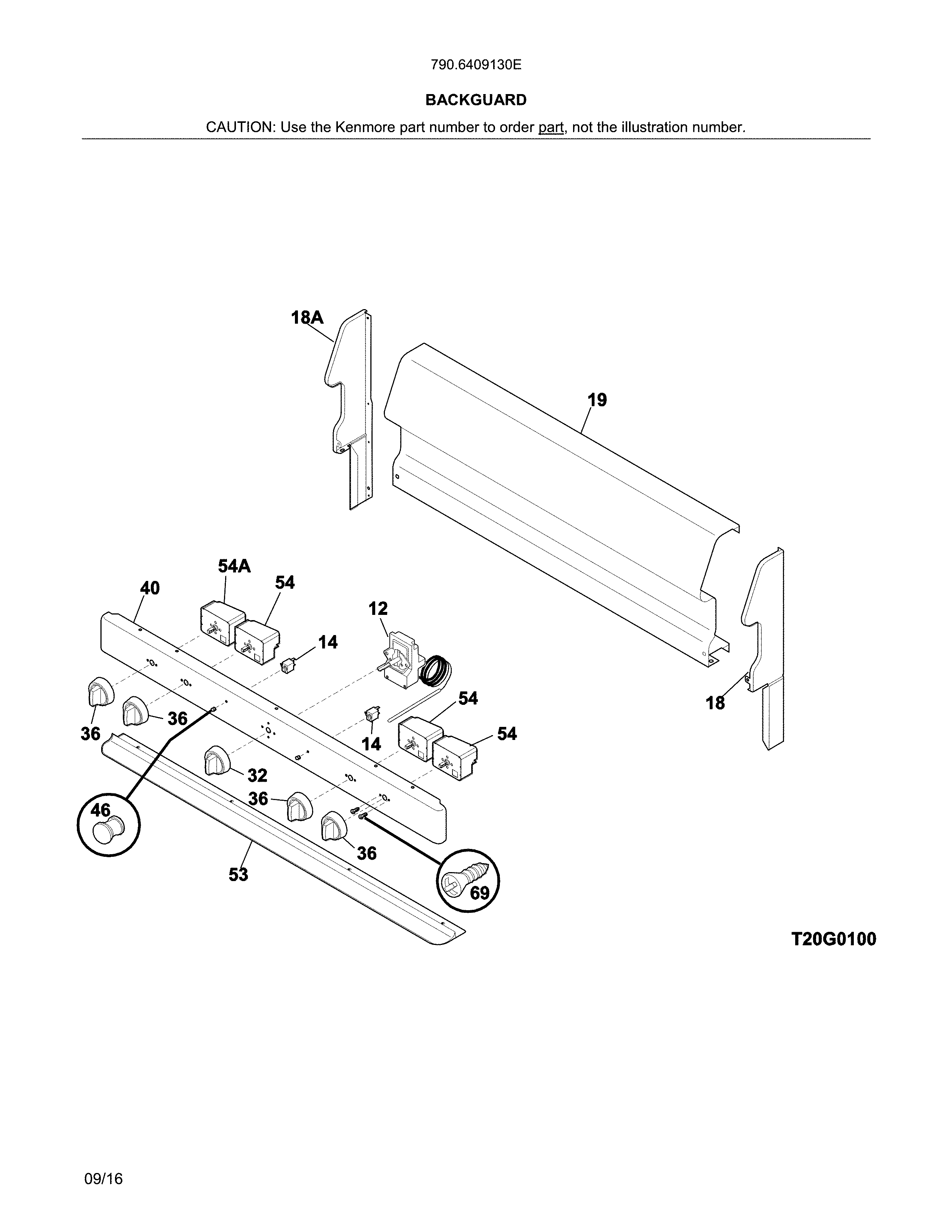 Kenmore 7906409130E backguard diagram