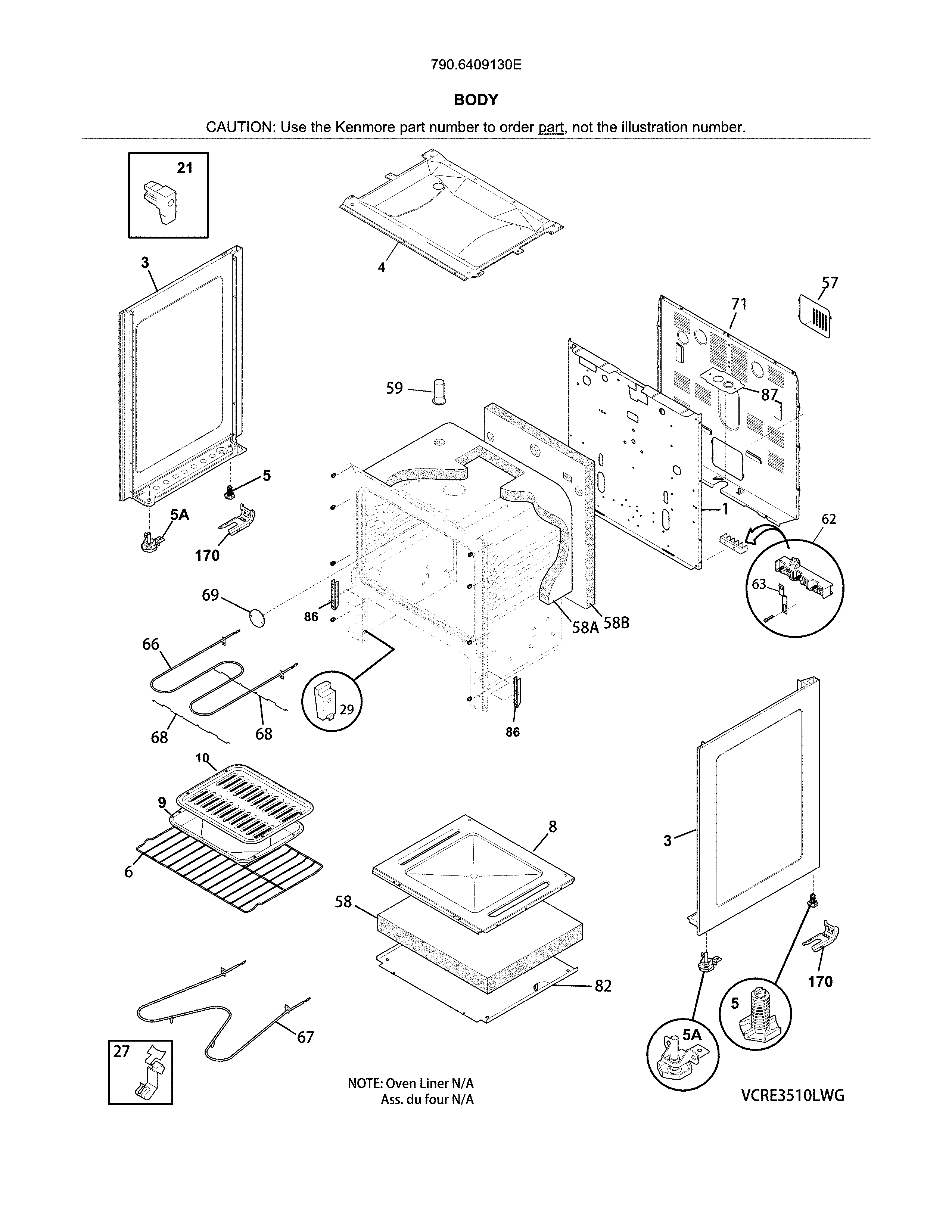 Kenmore 7906409130E body diagram