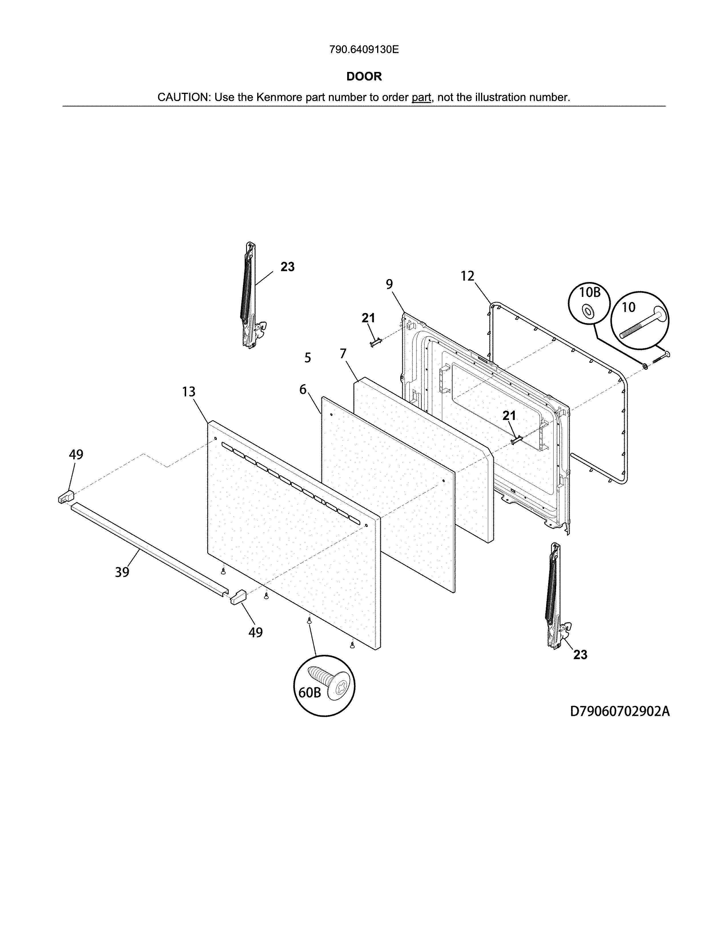 Kenmore 7906409130E door diagram