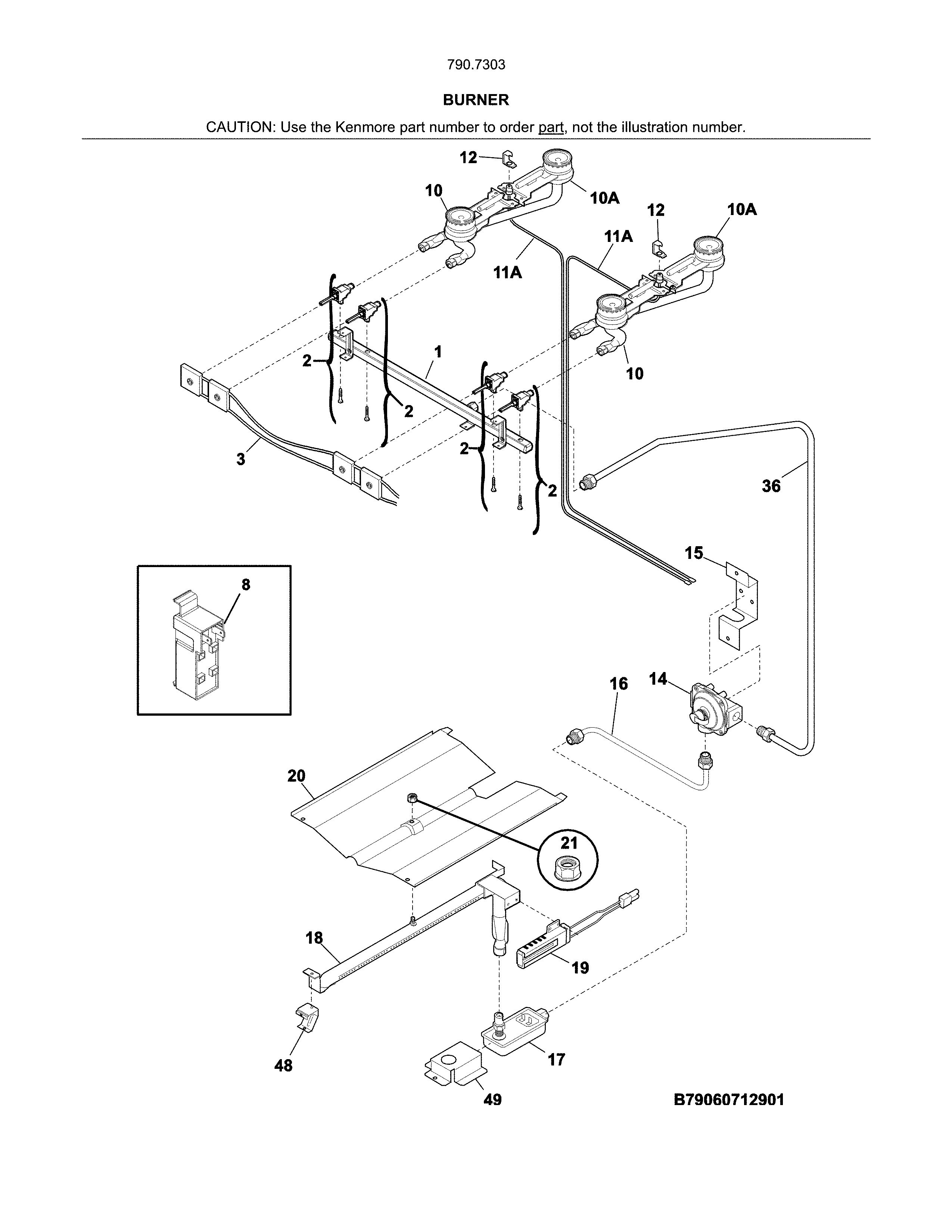 Kenmore 79073039315 burner diagram