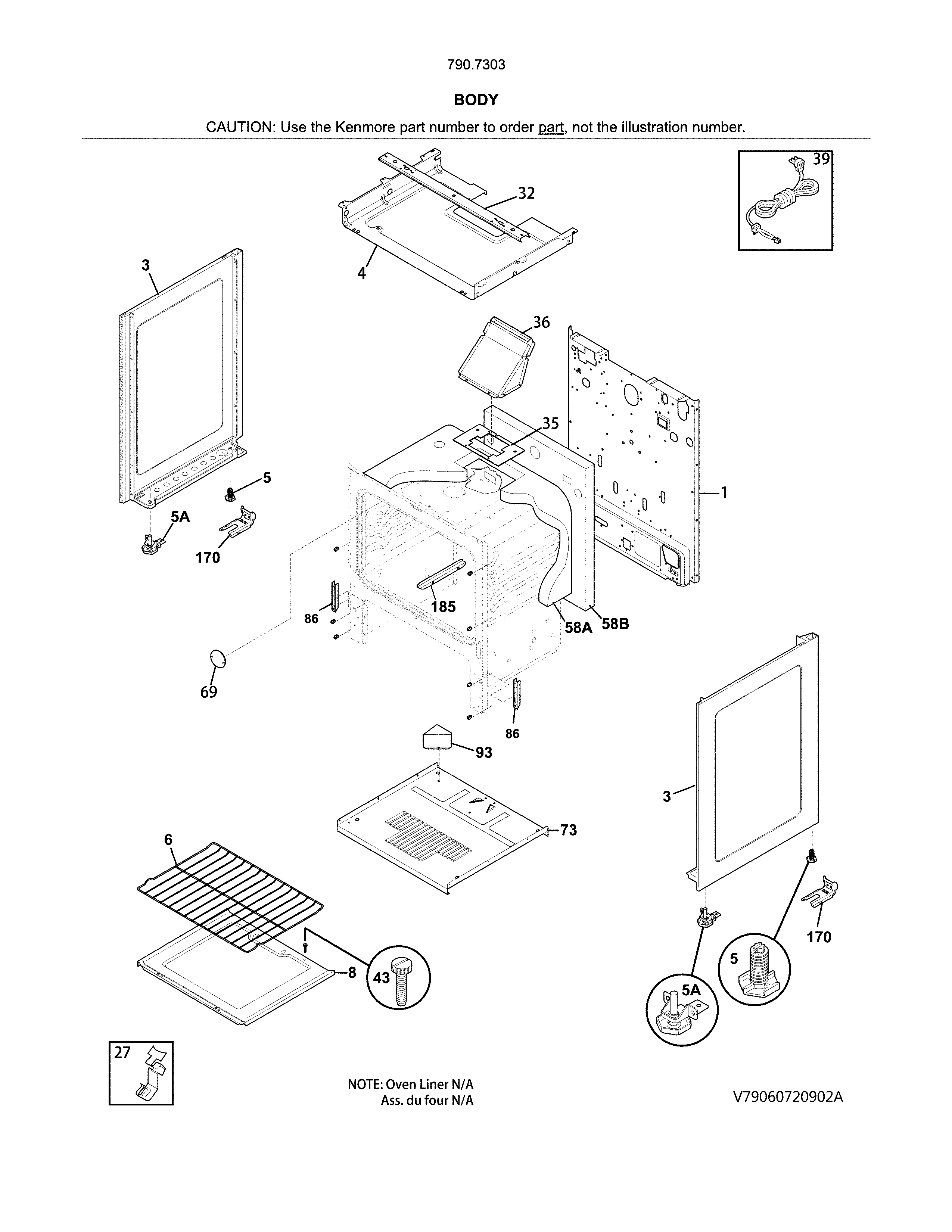 Kenmore 79073039315 body diagram