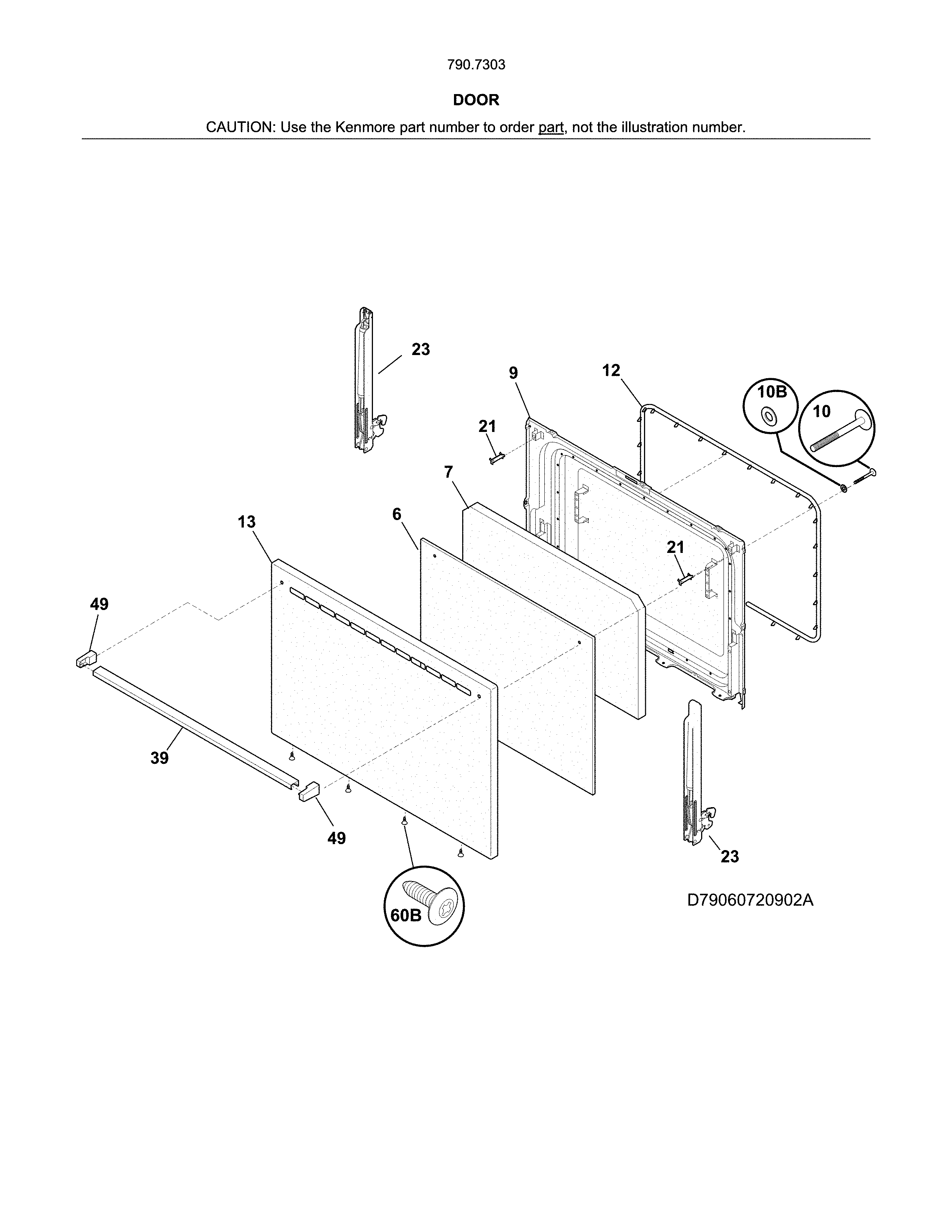 Kenmore 79073039315 door diagram