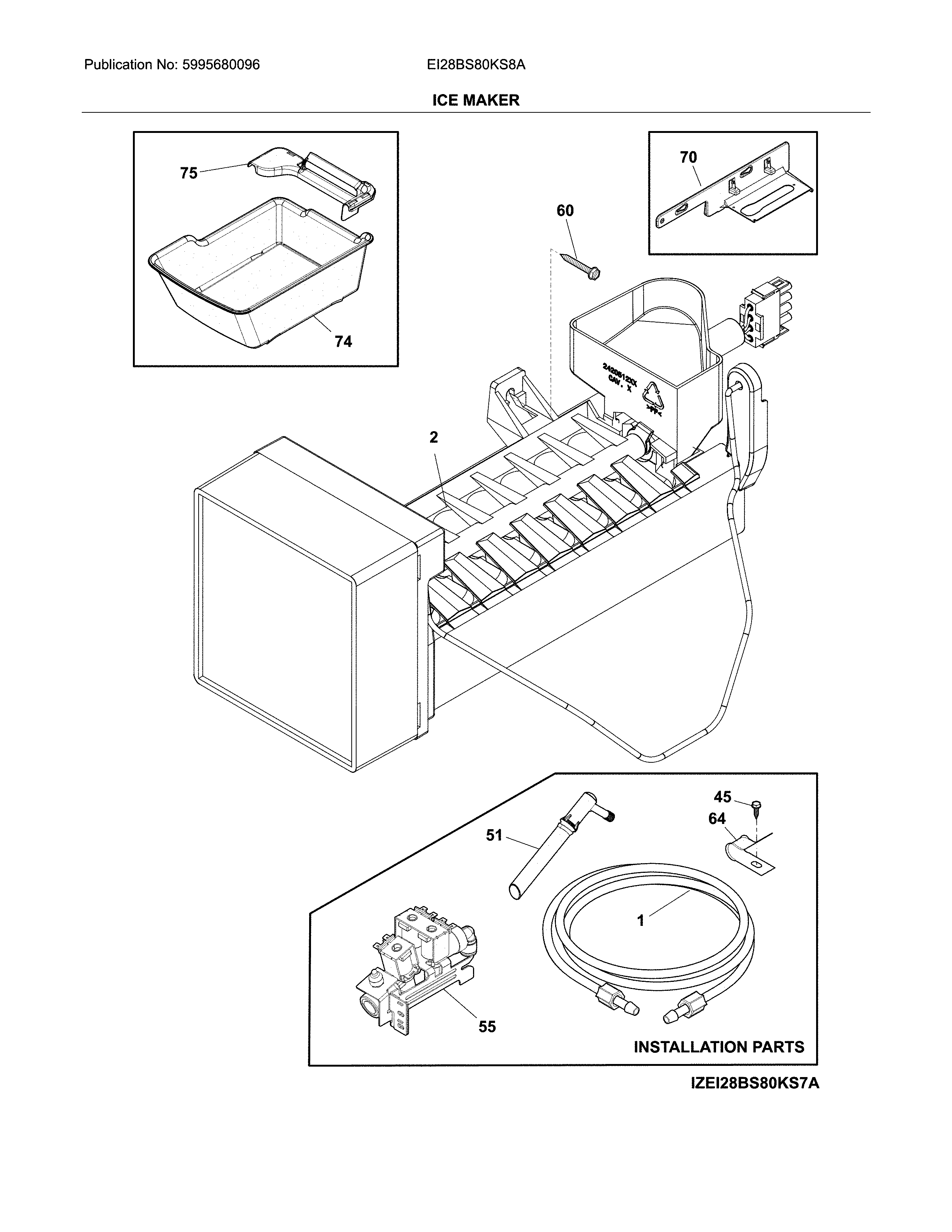 Electrolux EI28BS80KS8A ice maker diagram