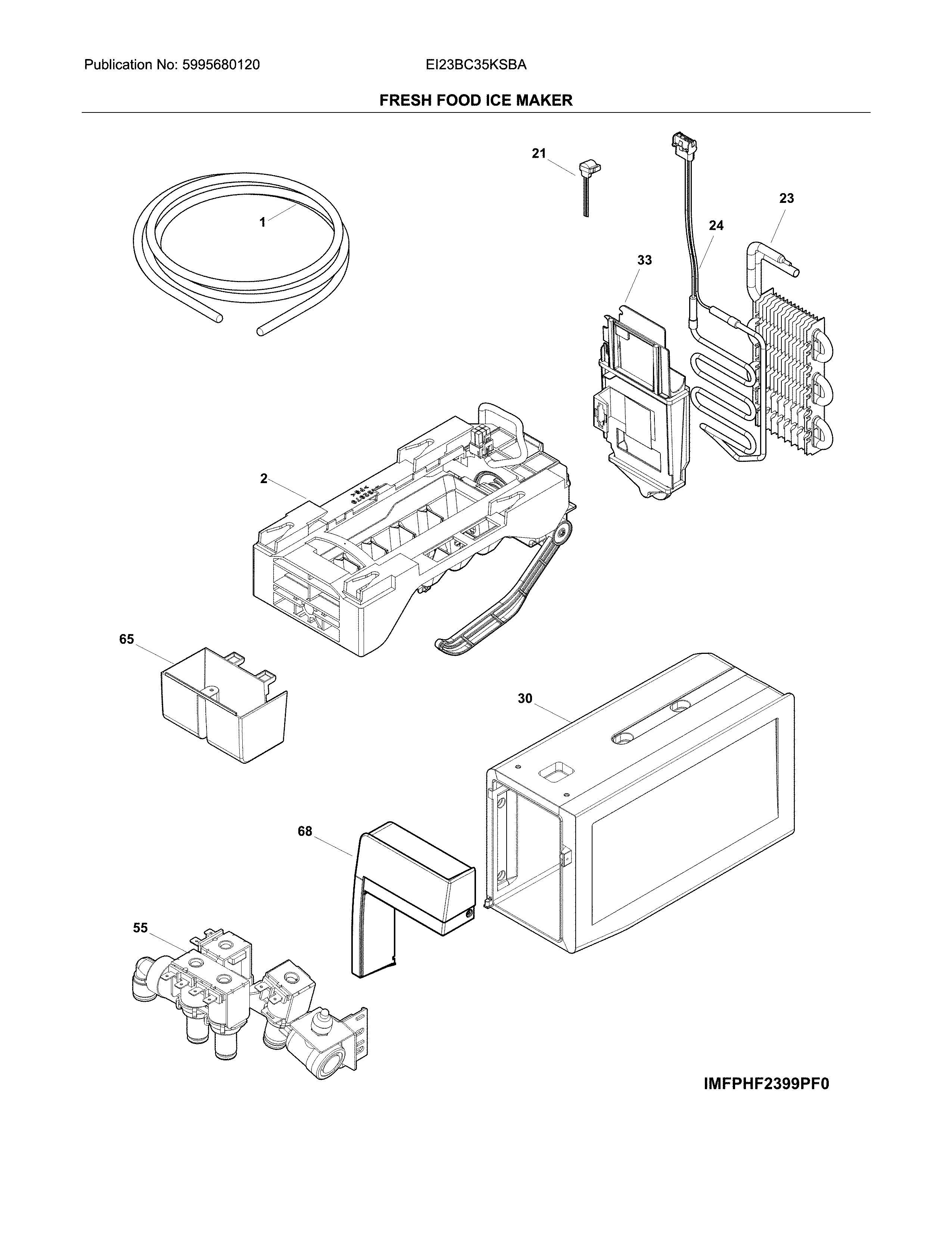 Electrolux EI23BC35KSBA fresh food ice maker diagram