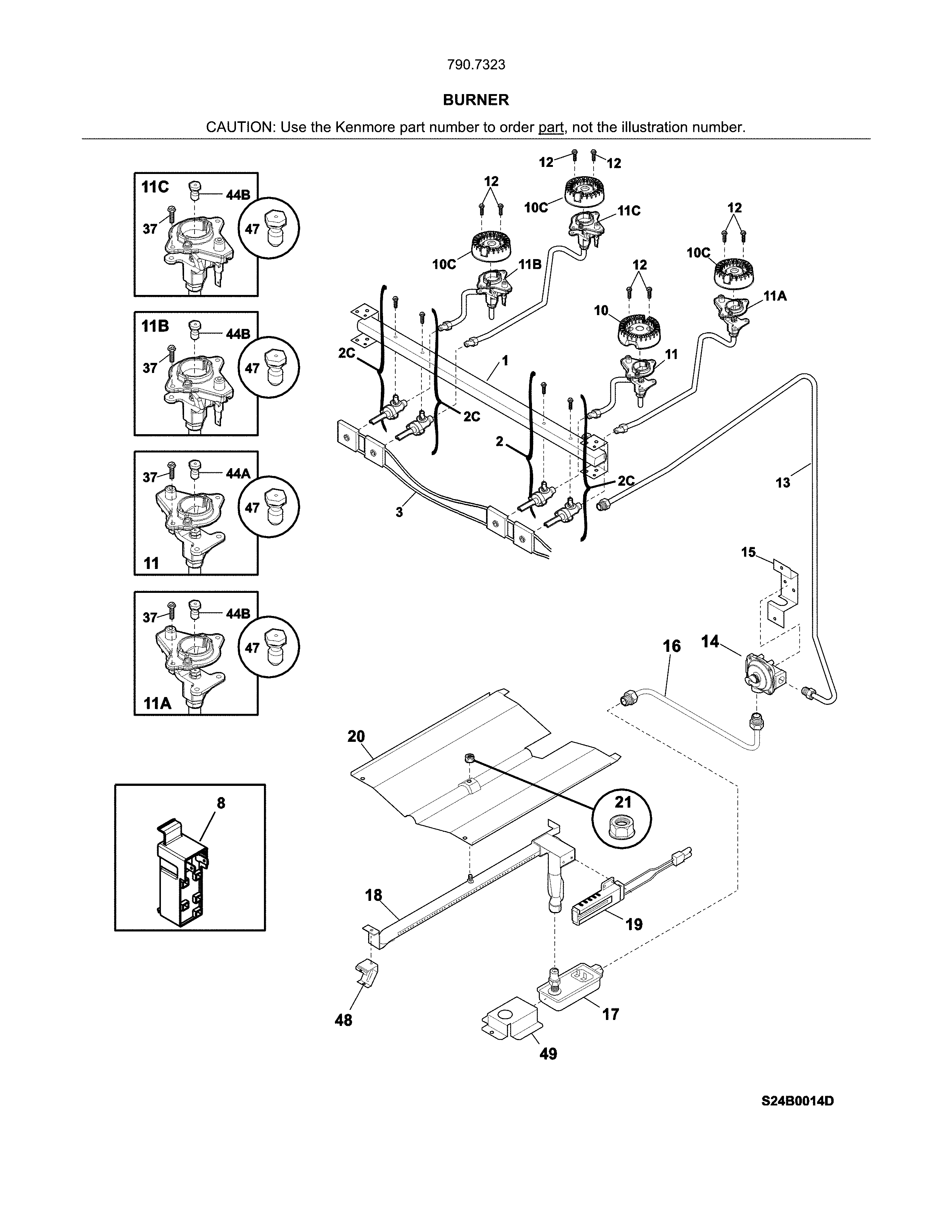 Kenmore 79073234314 burner diagram