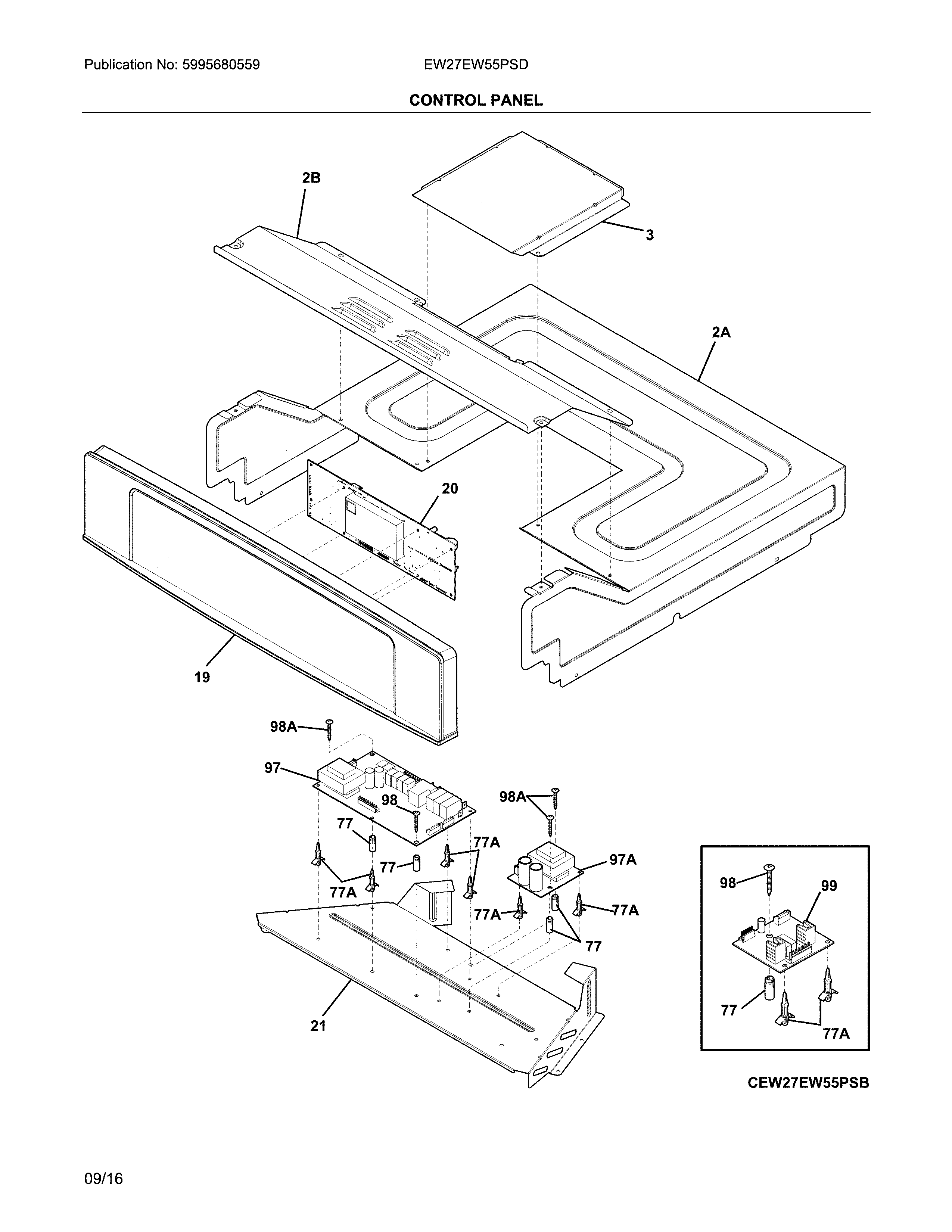 Electrolux EW27EW55PSD control panel diagram
