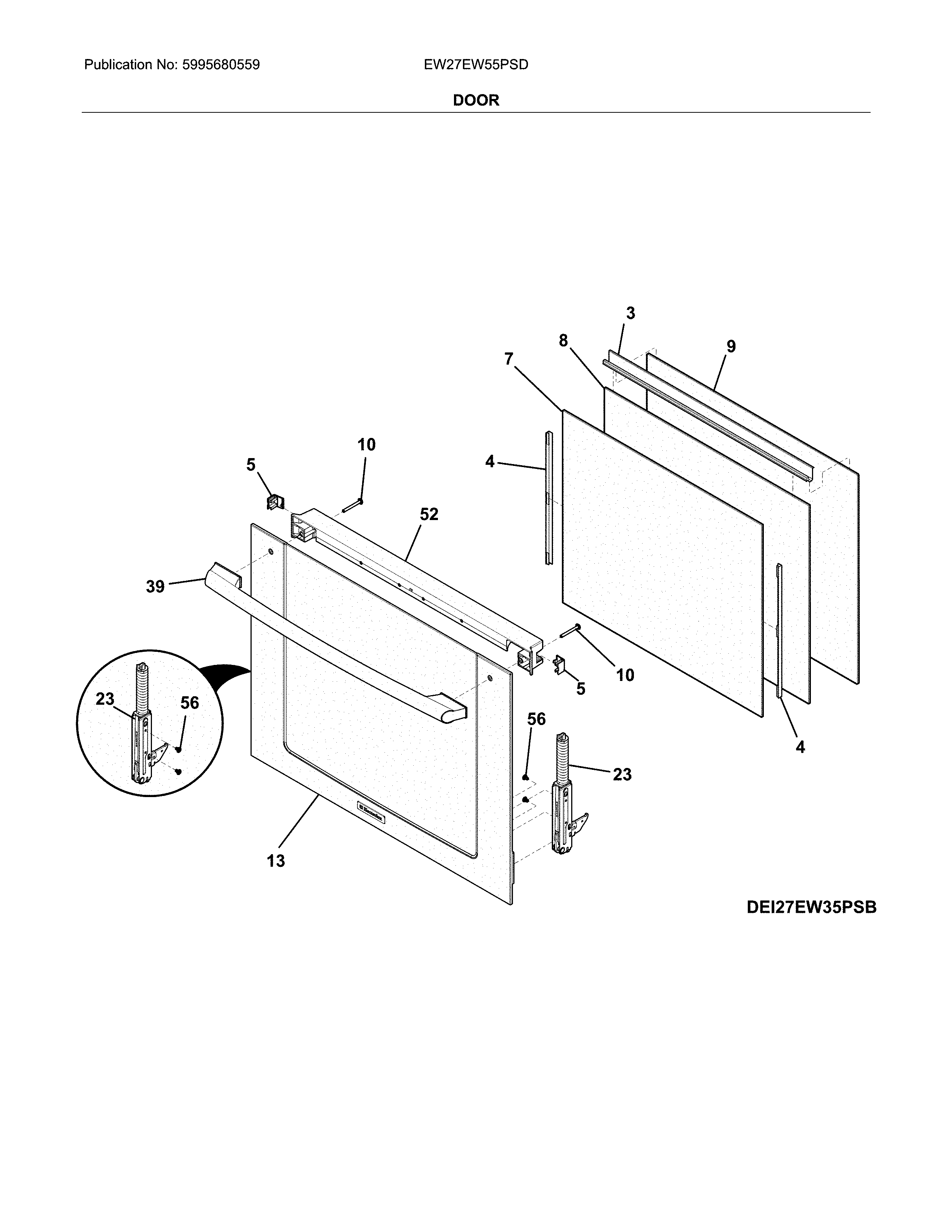 Electrolux EW27EW55PSD door diagram