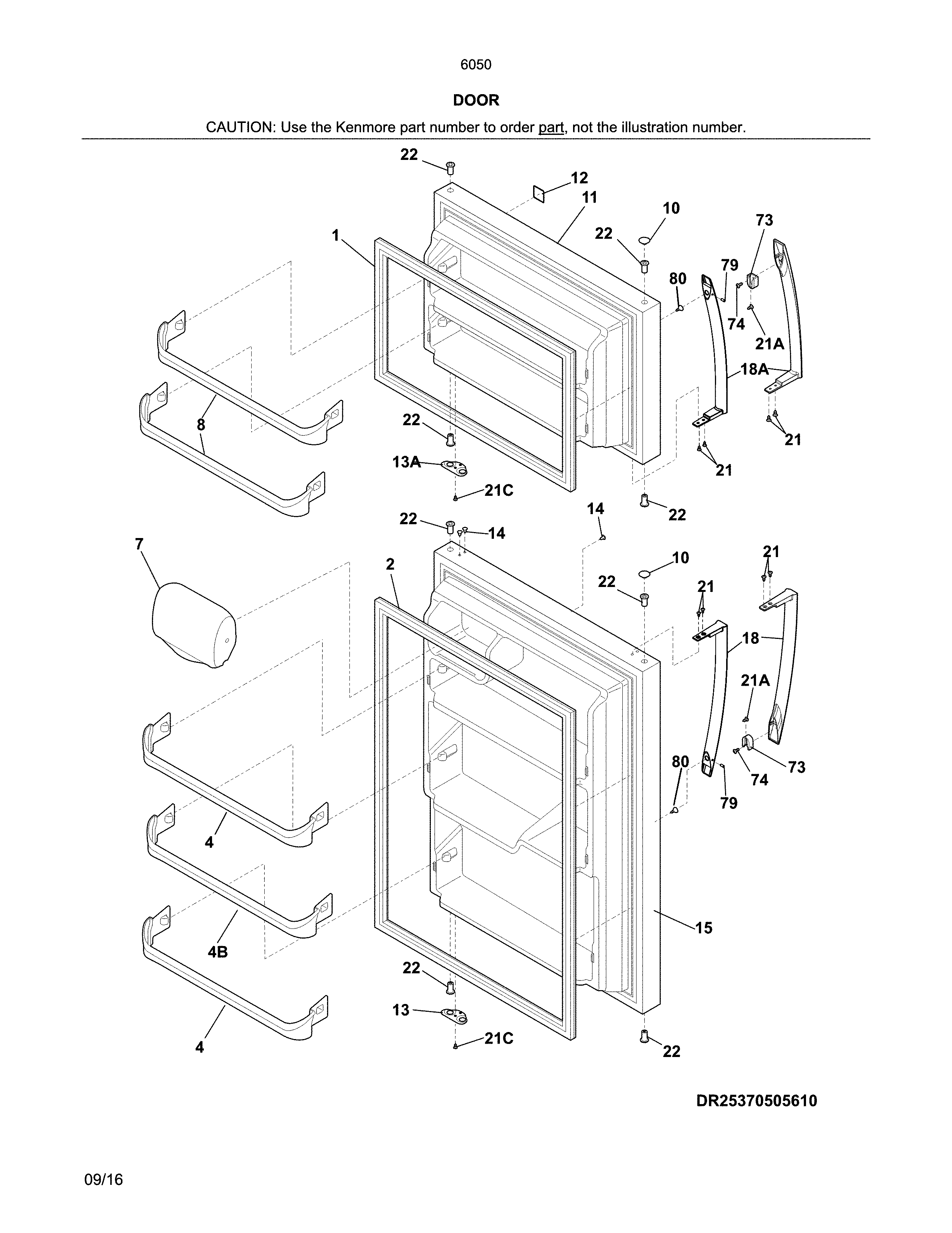 Kenmore 25360509611 doors diagram