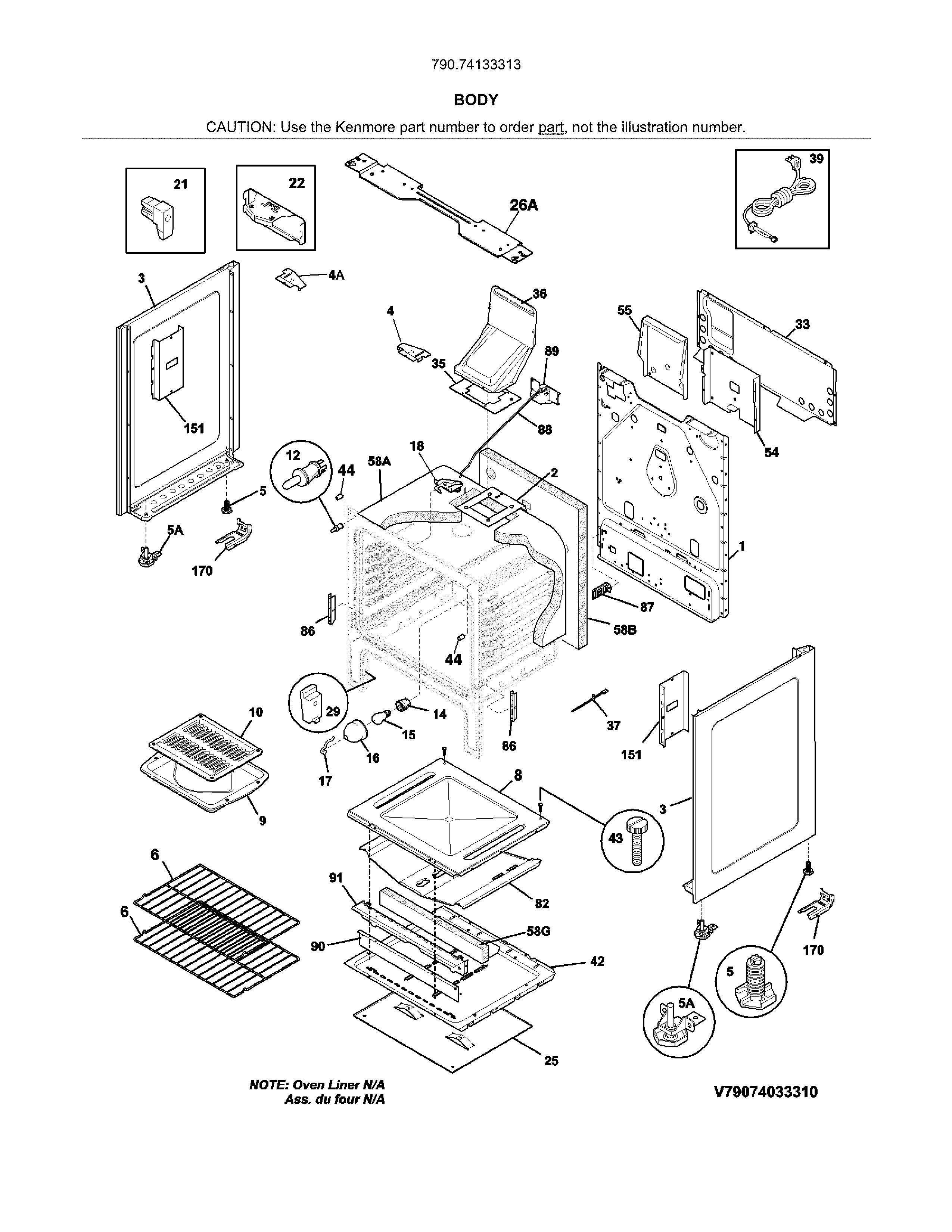 Kenmore 79074133313 body diagram