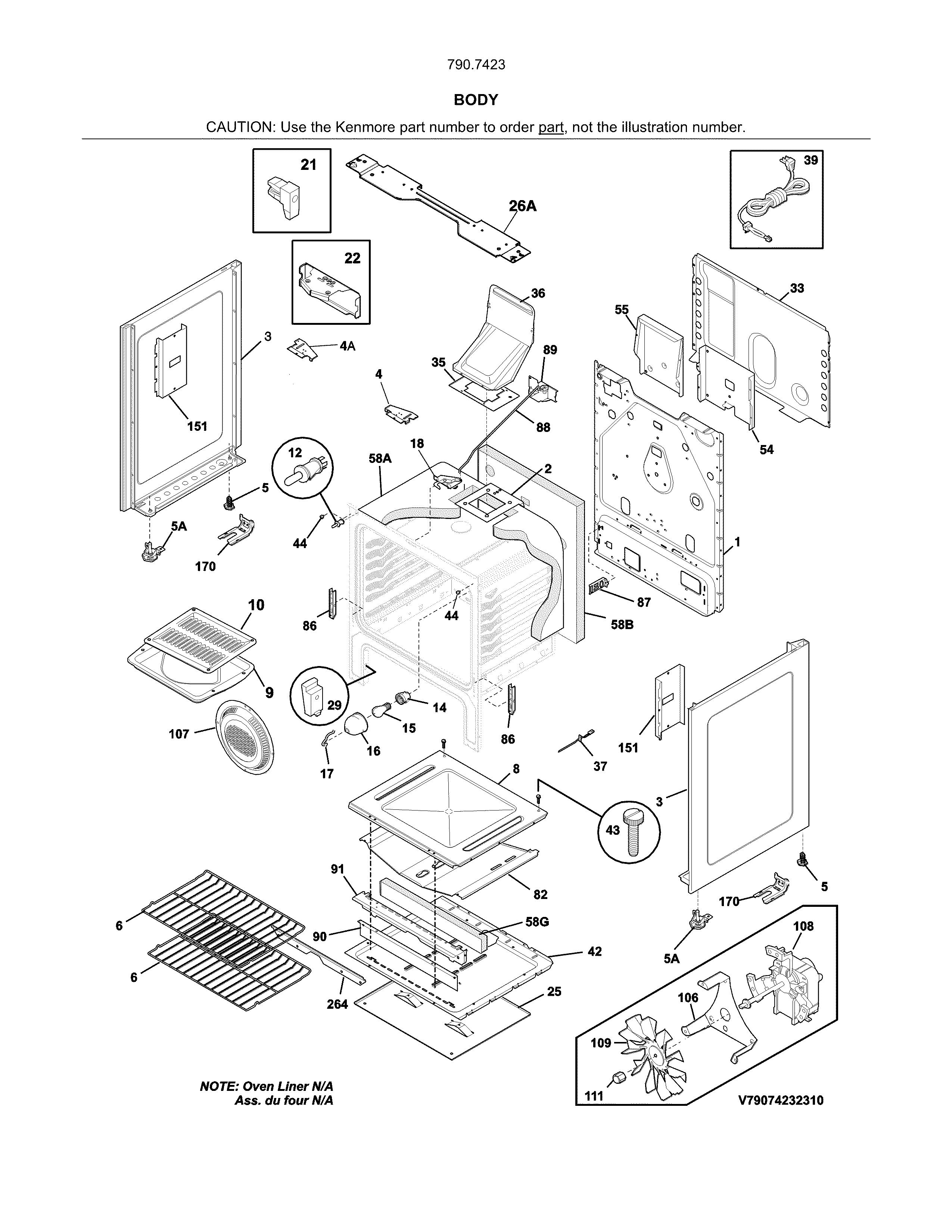 Kenmore 79074232313 body diagram