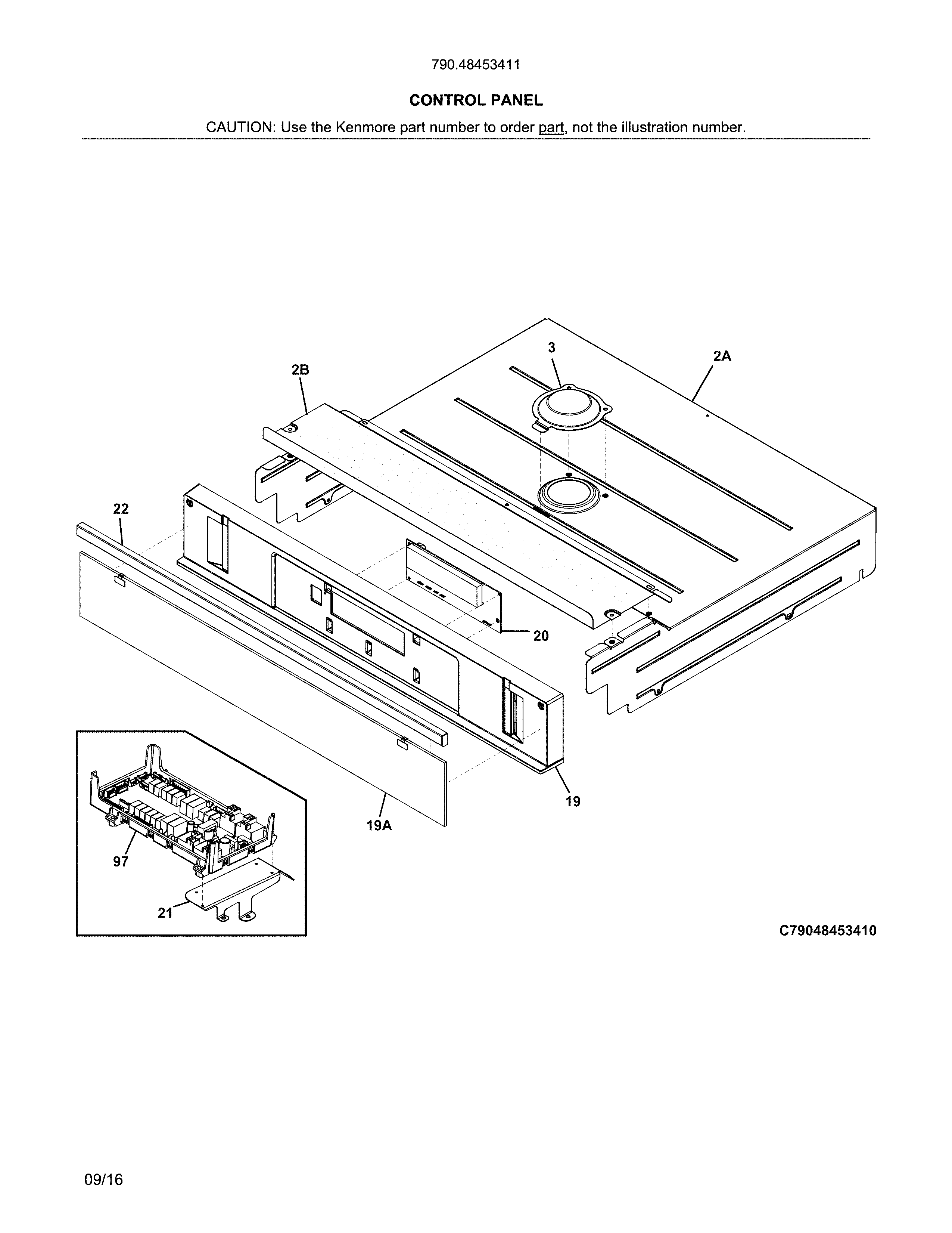 Kenmore Elite 79048453411 control panel diagram